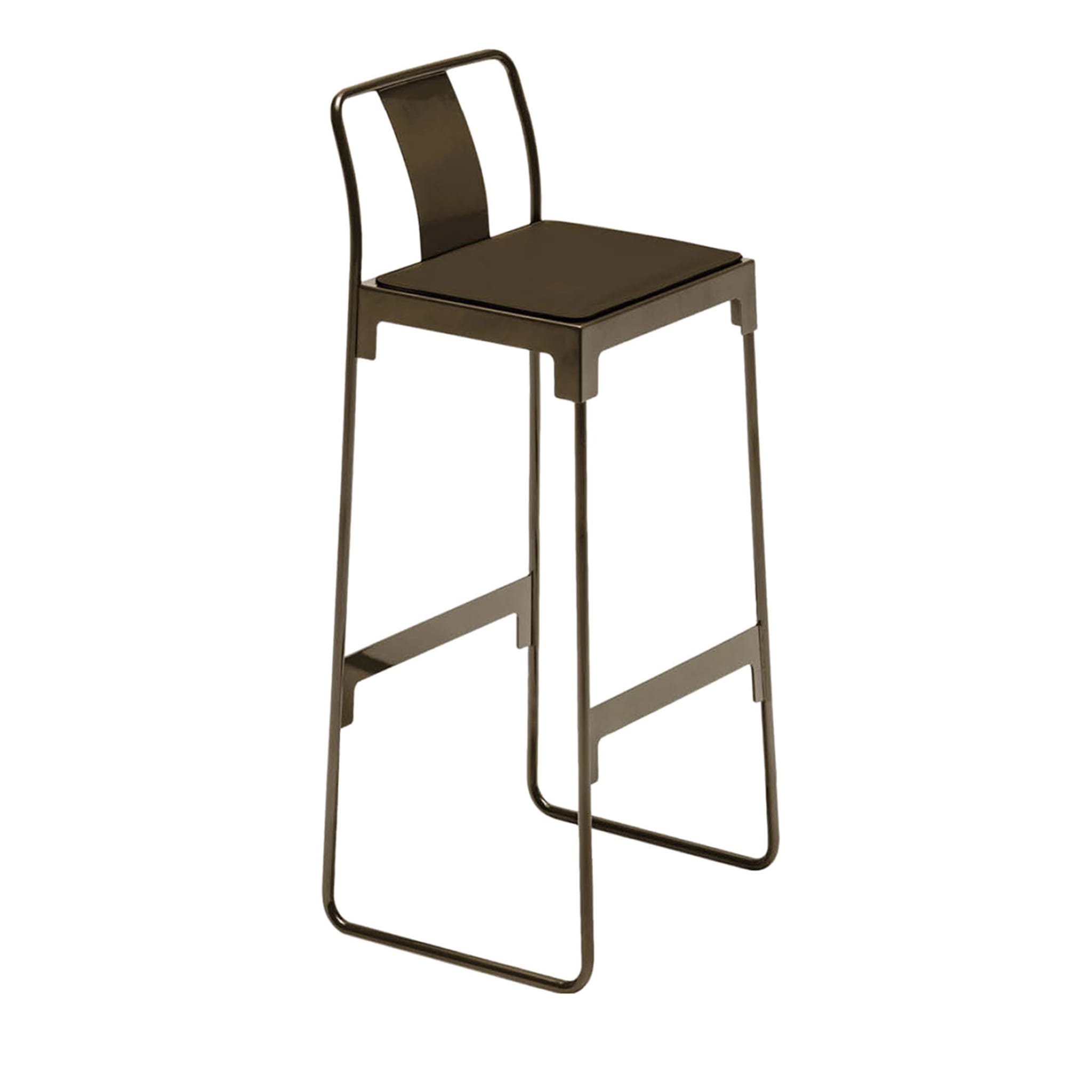 Mingx Low Bronze Stool with Backrest by Konstantin Grcic - Main view
