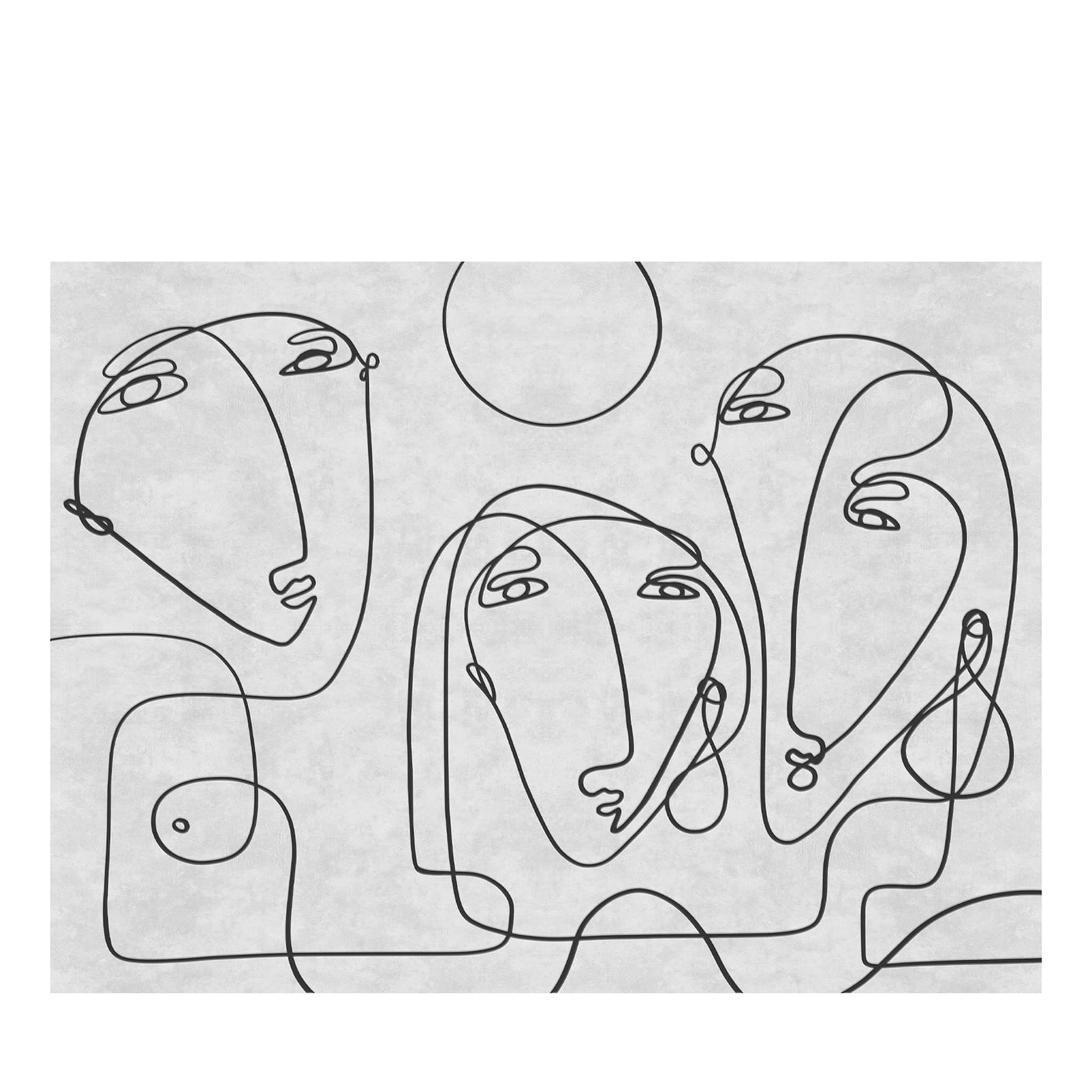 Papier peint texturé des visages singuliers de la ligne noire - Vue principale