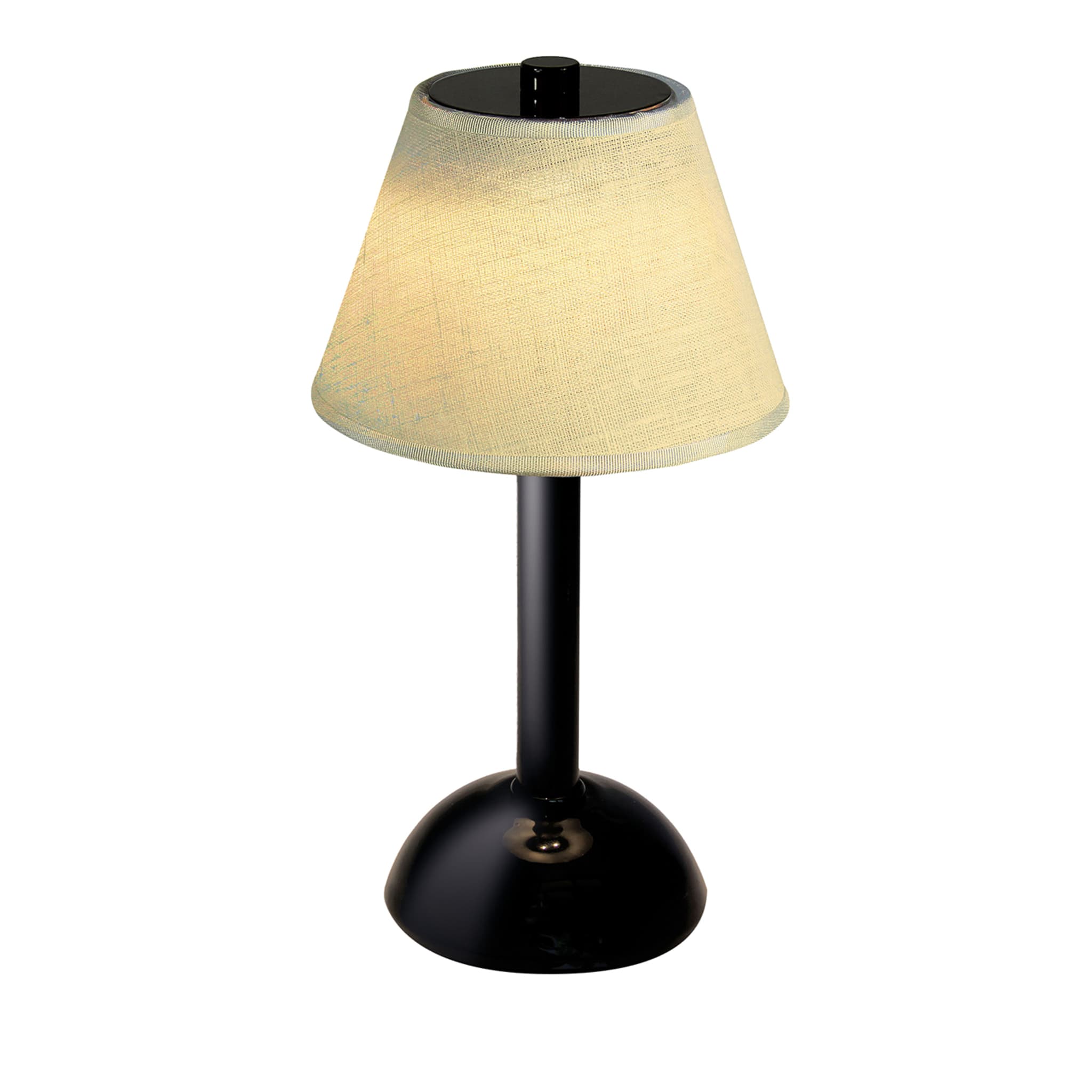 Moon Ivory Linen Black Table Lamp by Stefano Tabarin - Main view