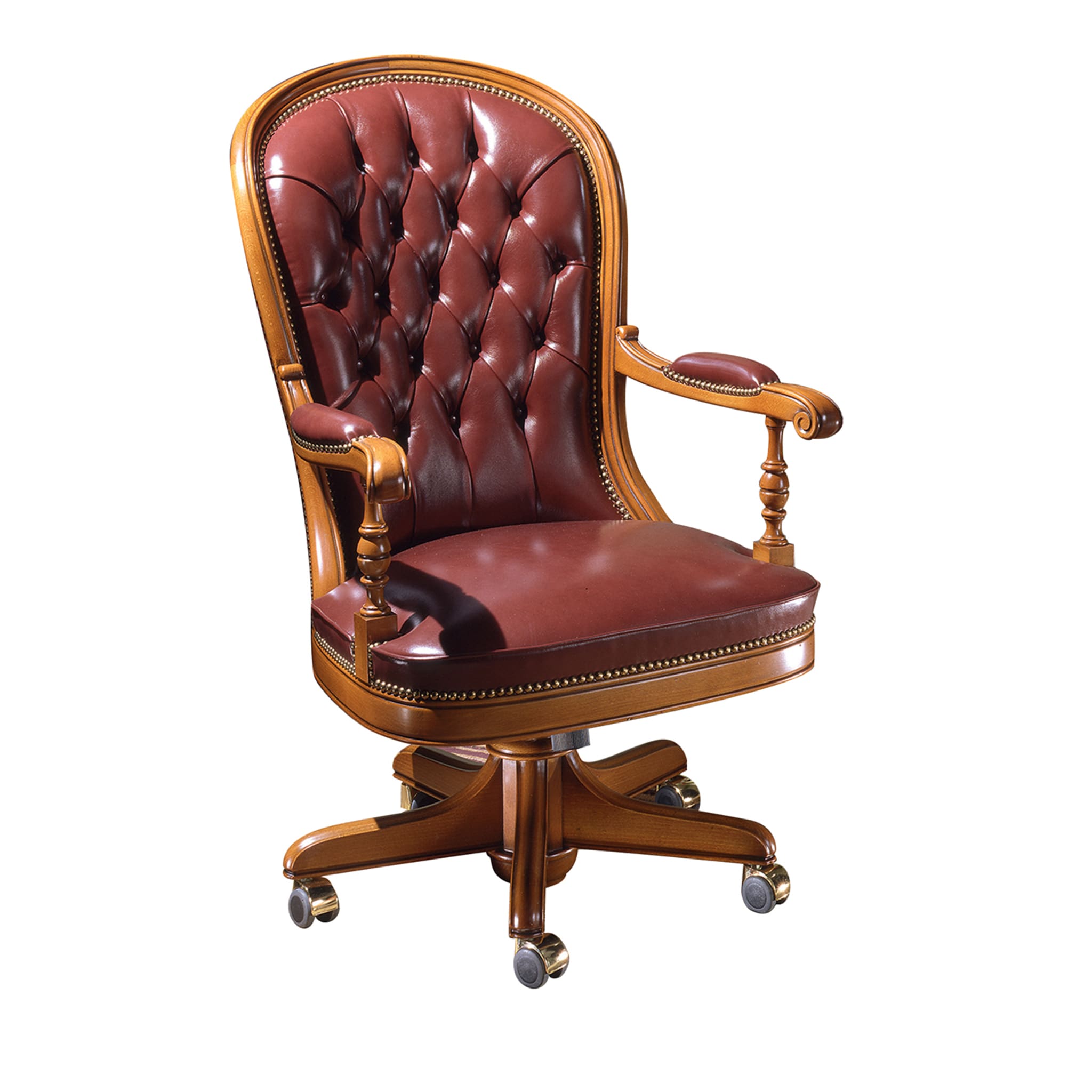 Burgundy Buttoned Armchair - Main view