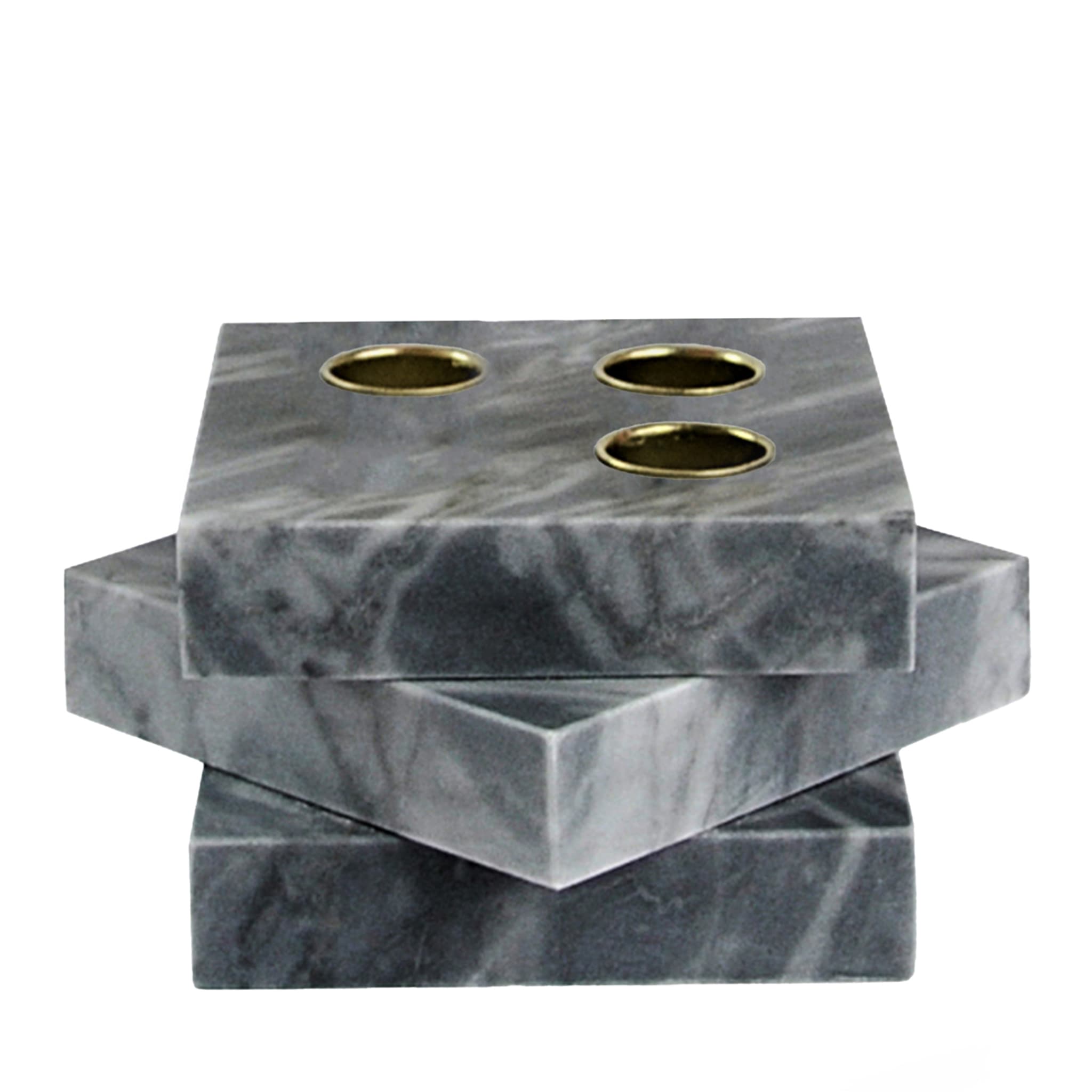 Squared Gray Bardiglio Candle Holder - Main view