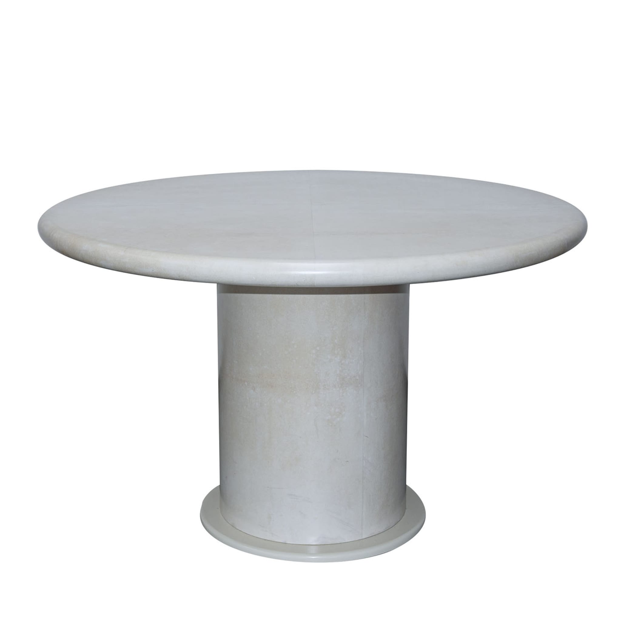 Runder Tisch aus natürlichem Ziegenleder - Hauptansicht