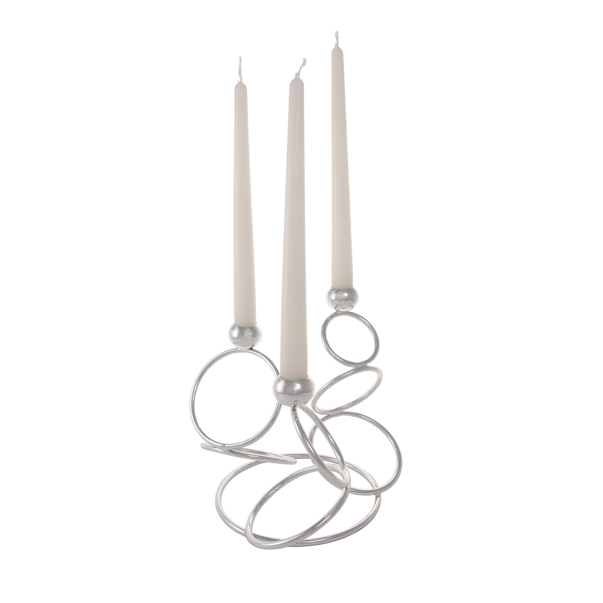 Anelli 3-Arm Silvery Candelabra by Itamar Harari - Main view