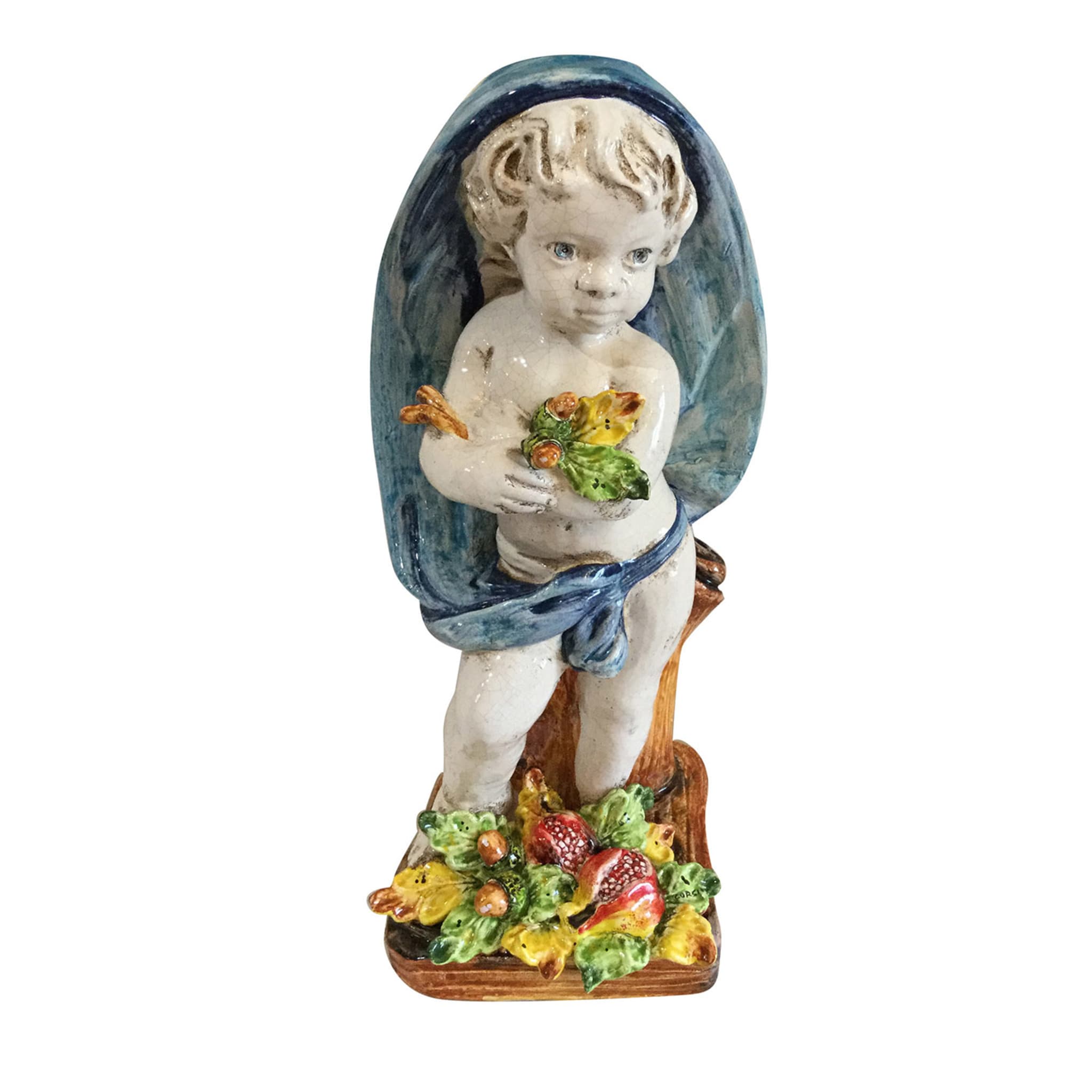 Putto with Blue Garment Sculpture - Main view