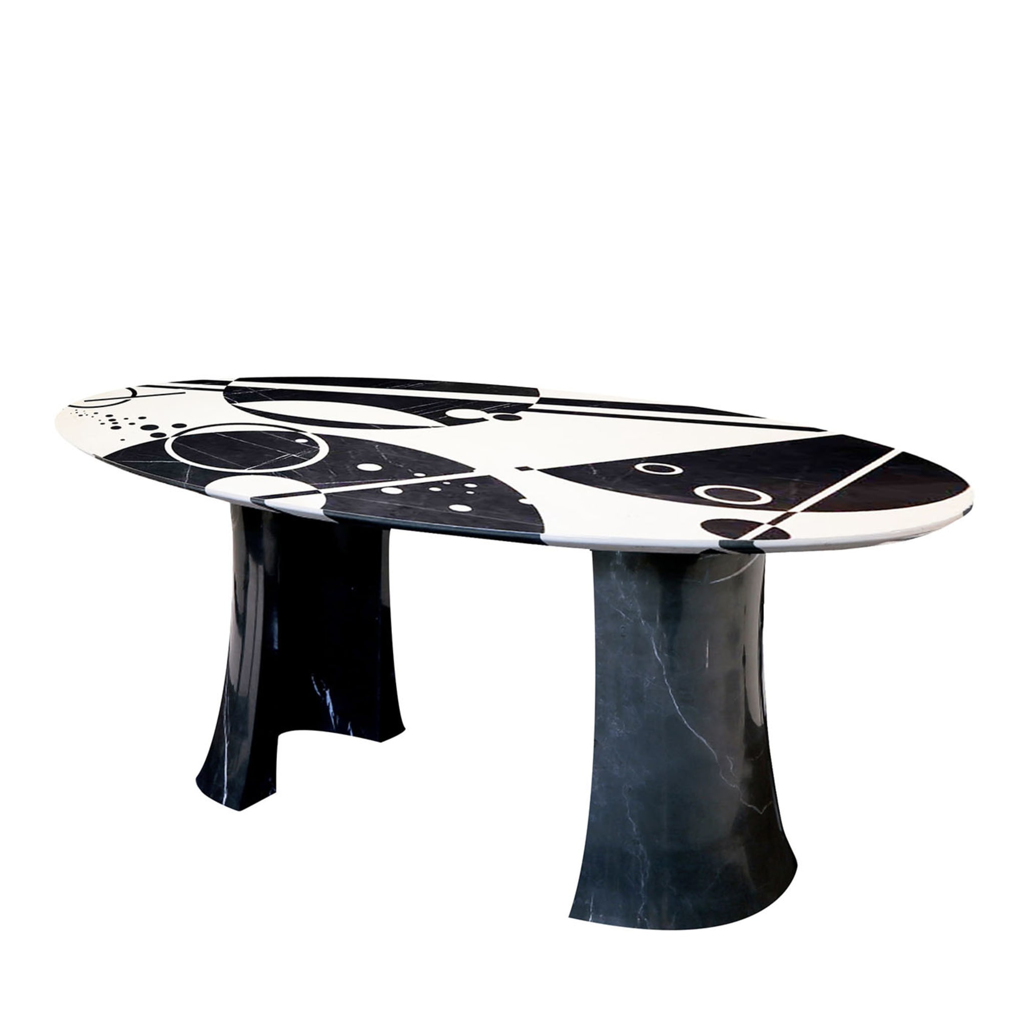 Black and White Oval Marble Table  - Main view