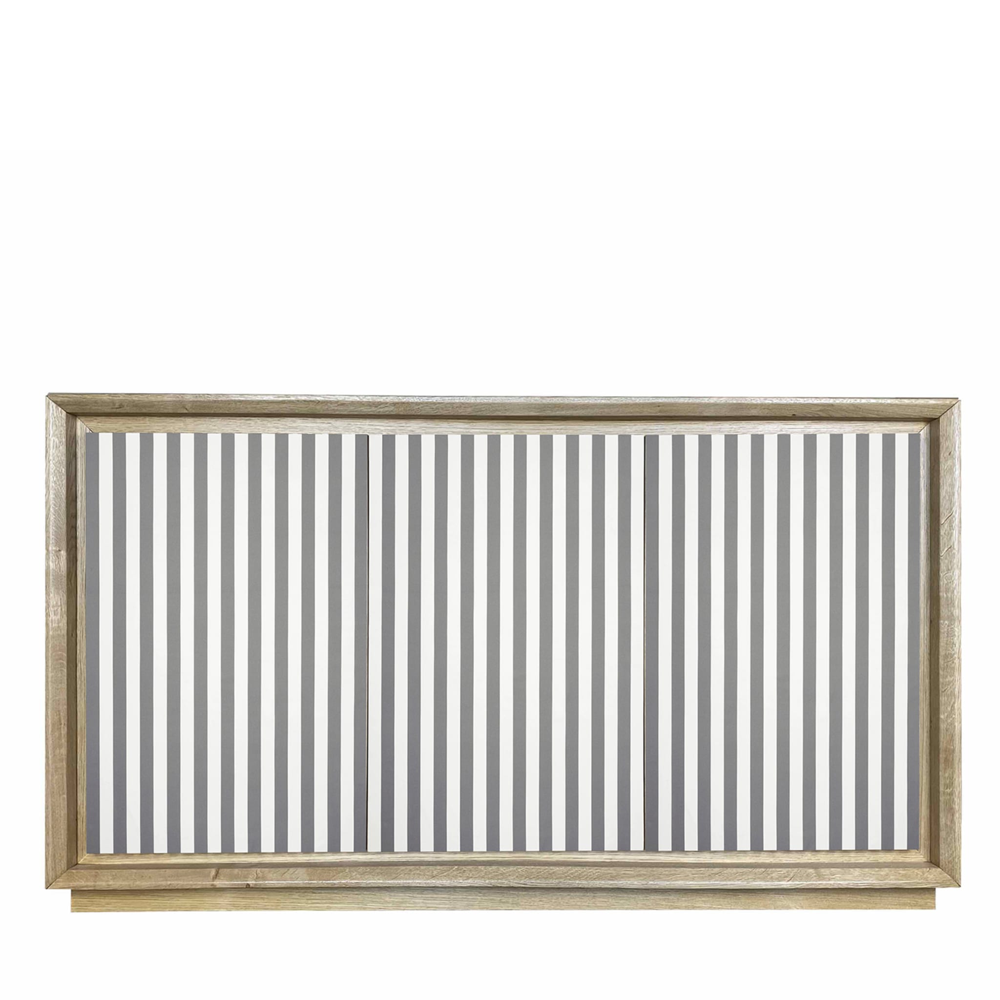 Fuga Strisce Tre 3-türiges grau-weißes Sideboard von M. Meccani - Hauptansicht