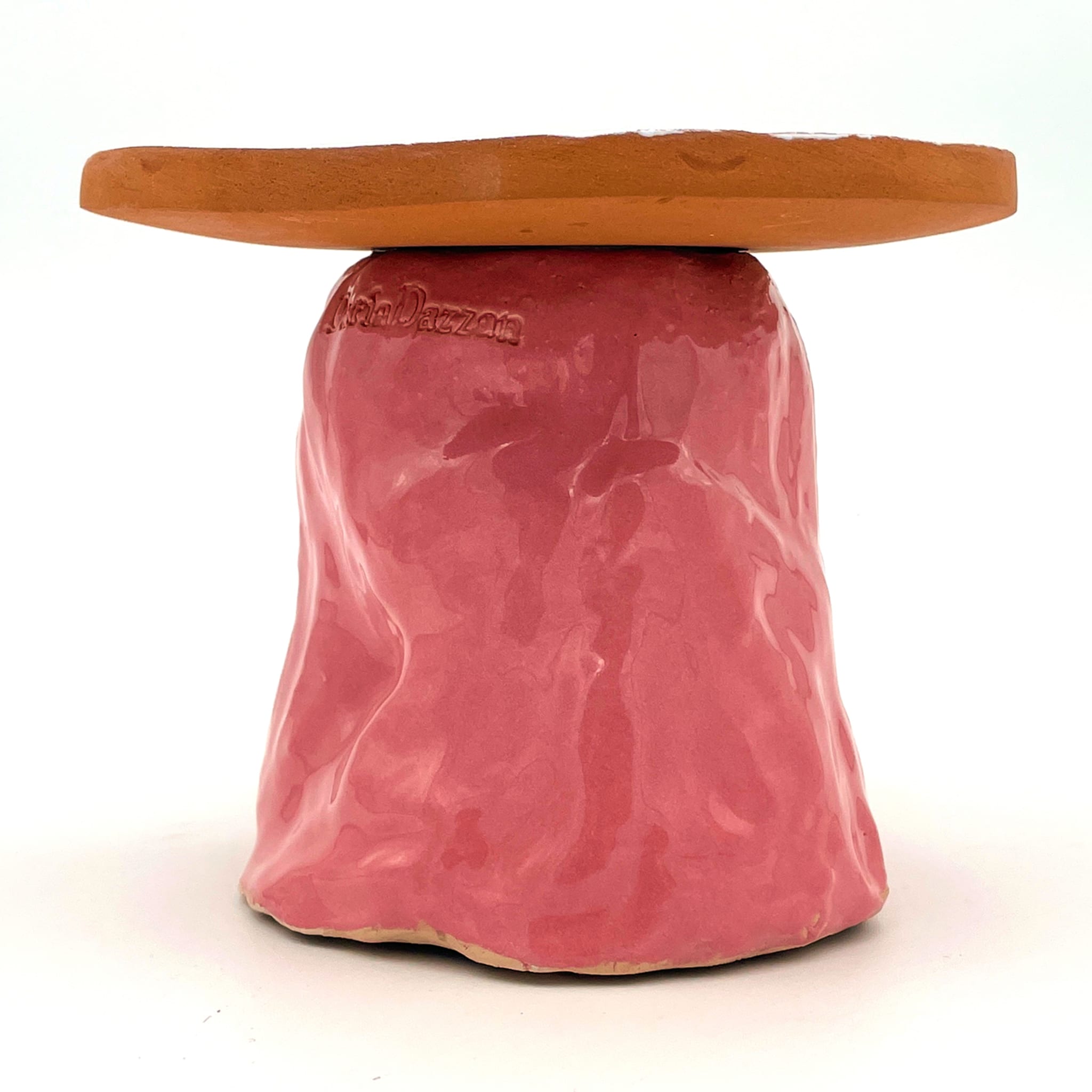 Alzata per torta Fungo Rock rosa e bianca lucida - Vista alternativa 4