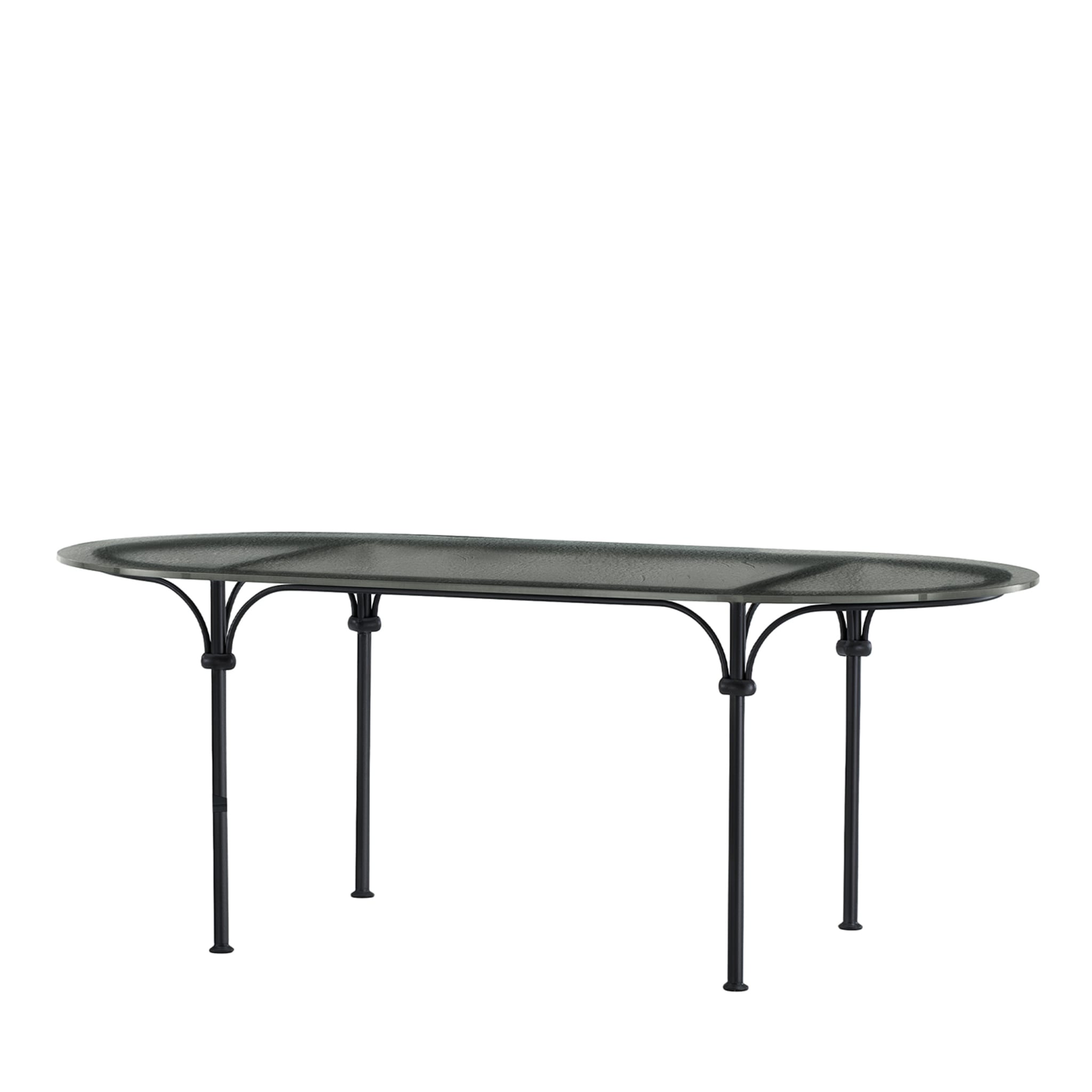 Tavolario Glass & Wrought Iron Oval Table - Main view