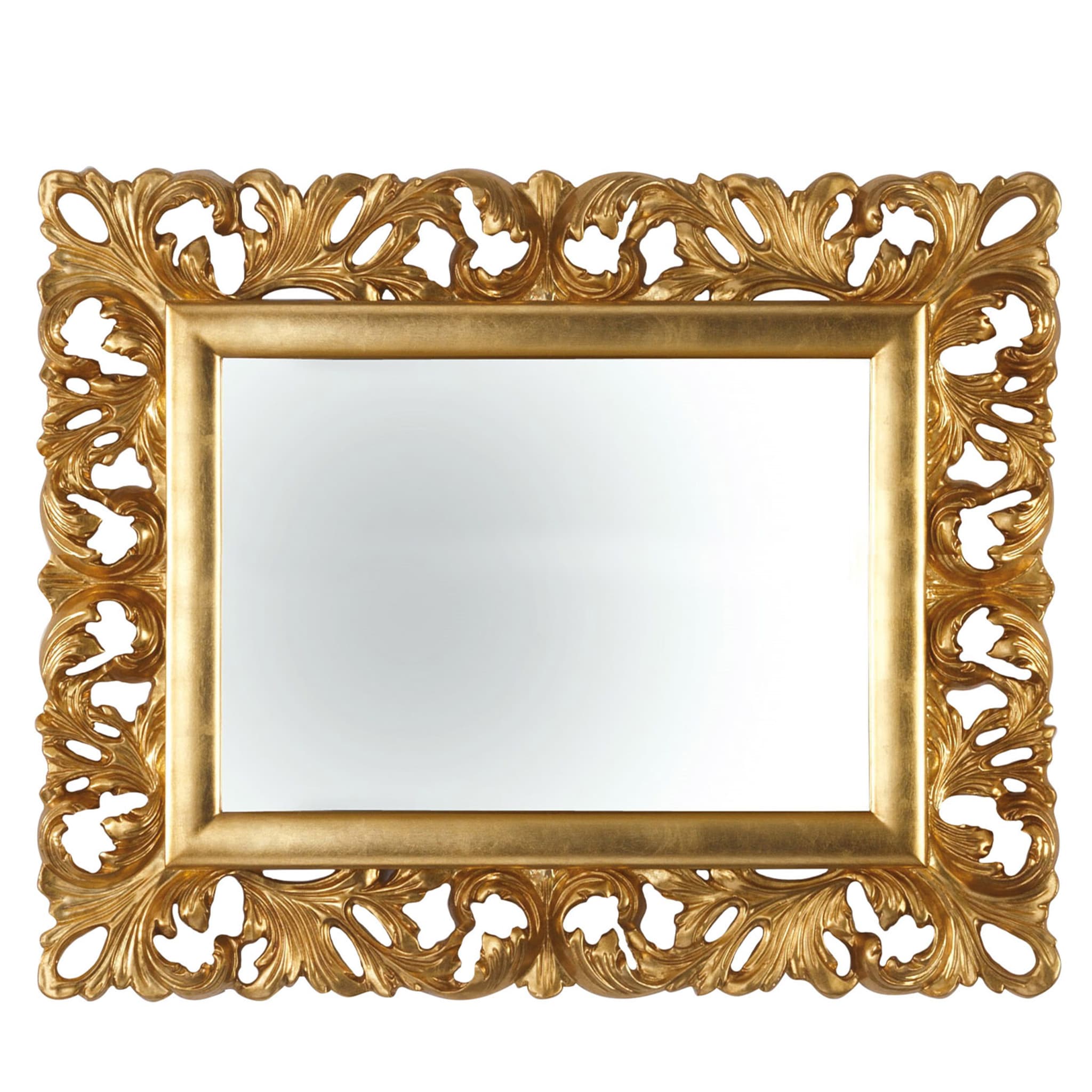 Miroir Beatrice Baroque Rectangulaire Feuille d'Or Antique - Vue principale
