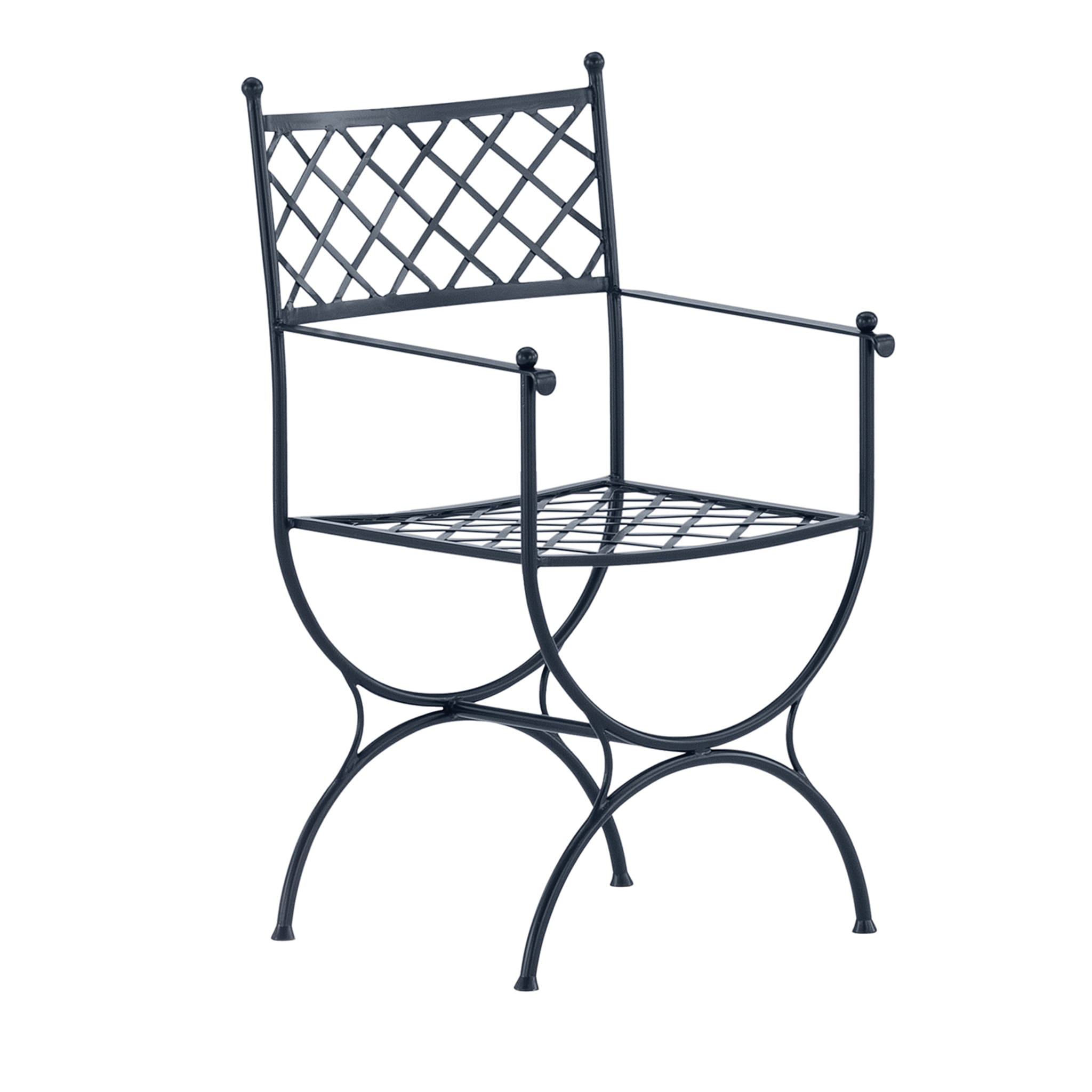 Amarcord Wrought Iron Gray Chair With Armrests - Main view