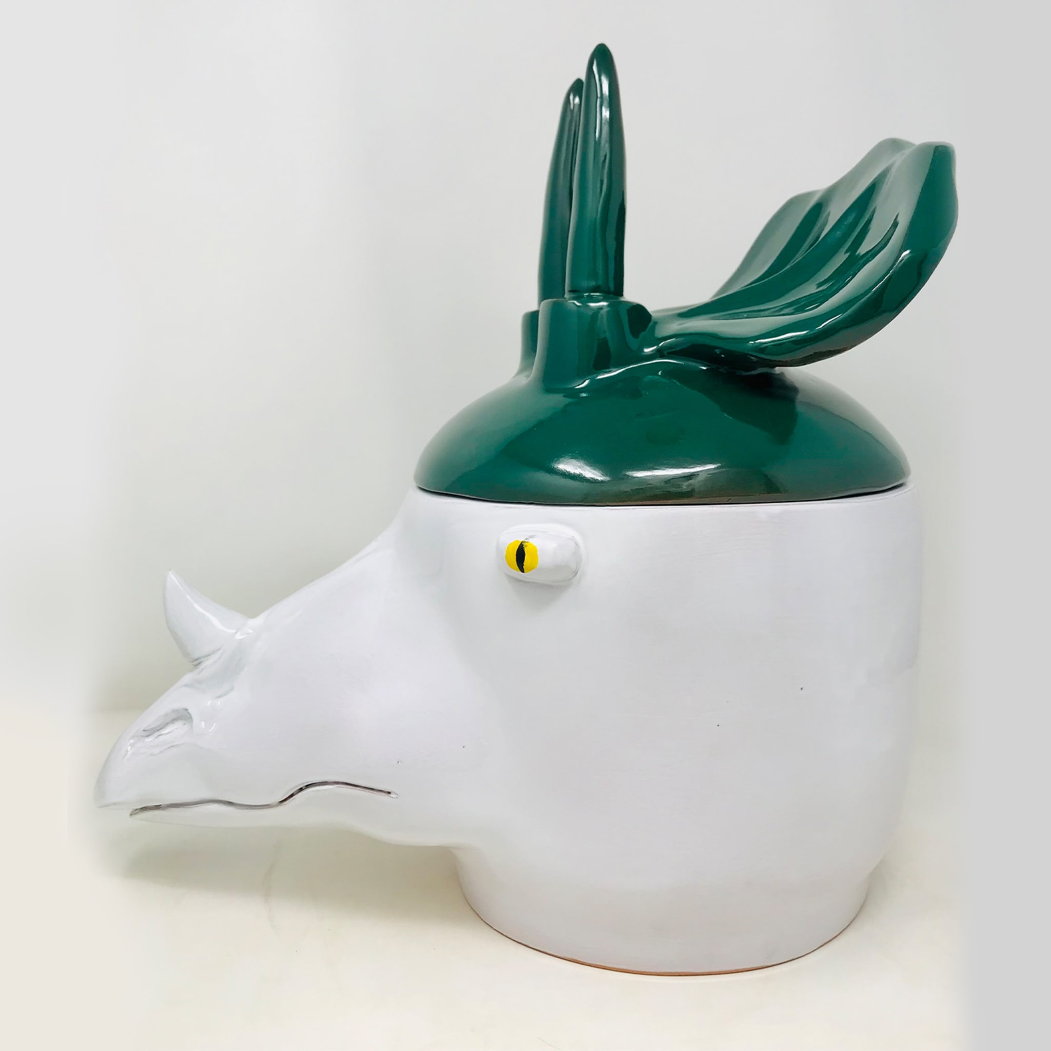 Triceratops Large Green and White Container with Lid - Alternative view 1