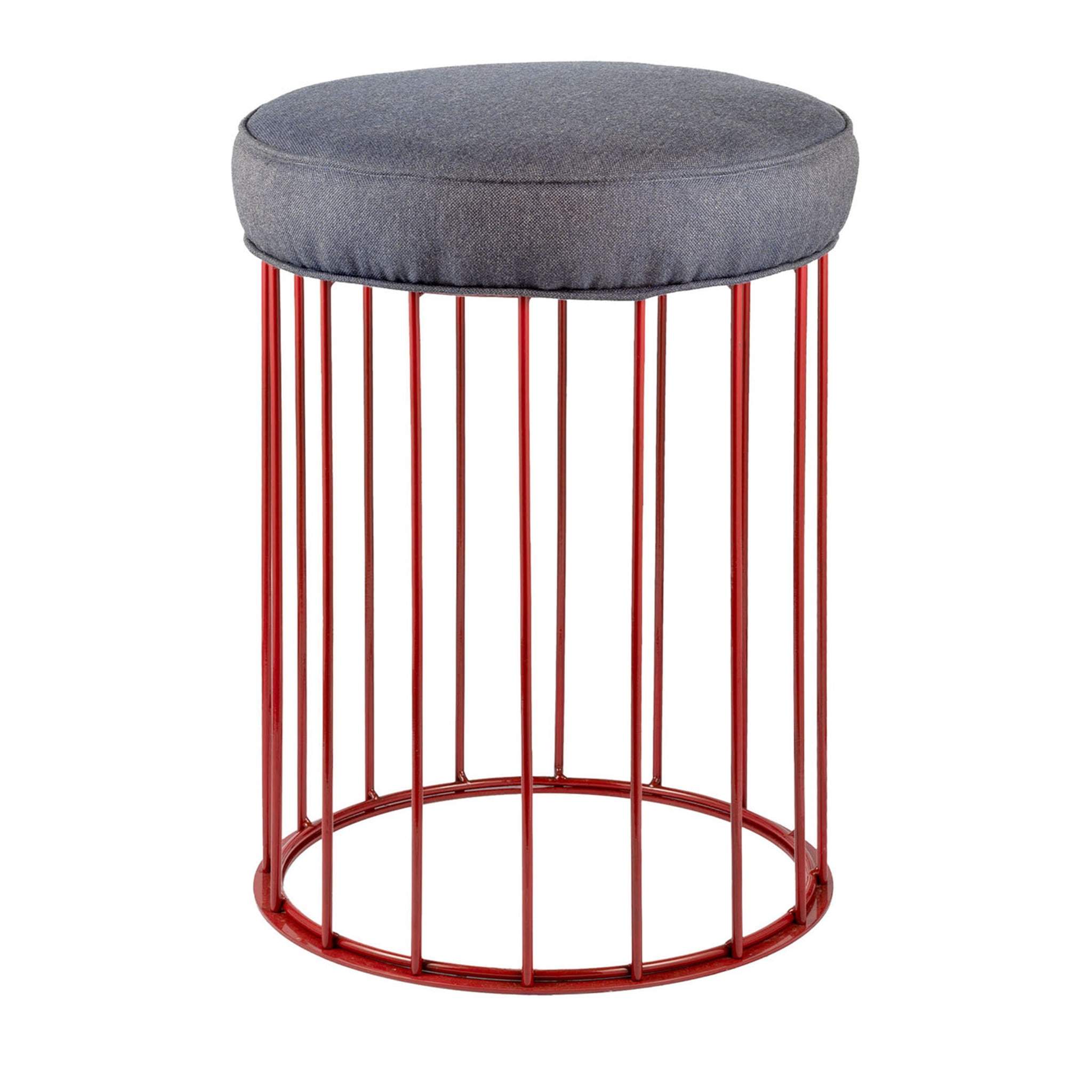 Cage Carmine Red Iron Stool - Main view