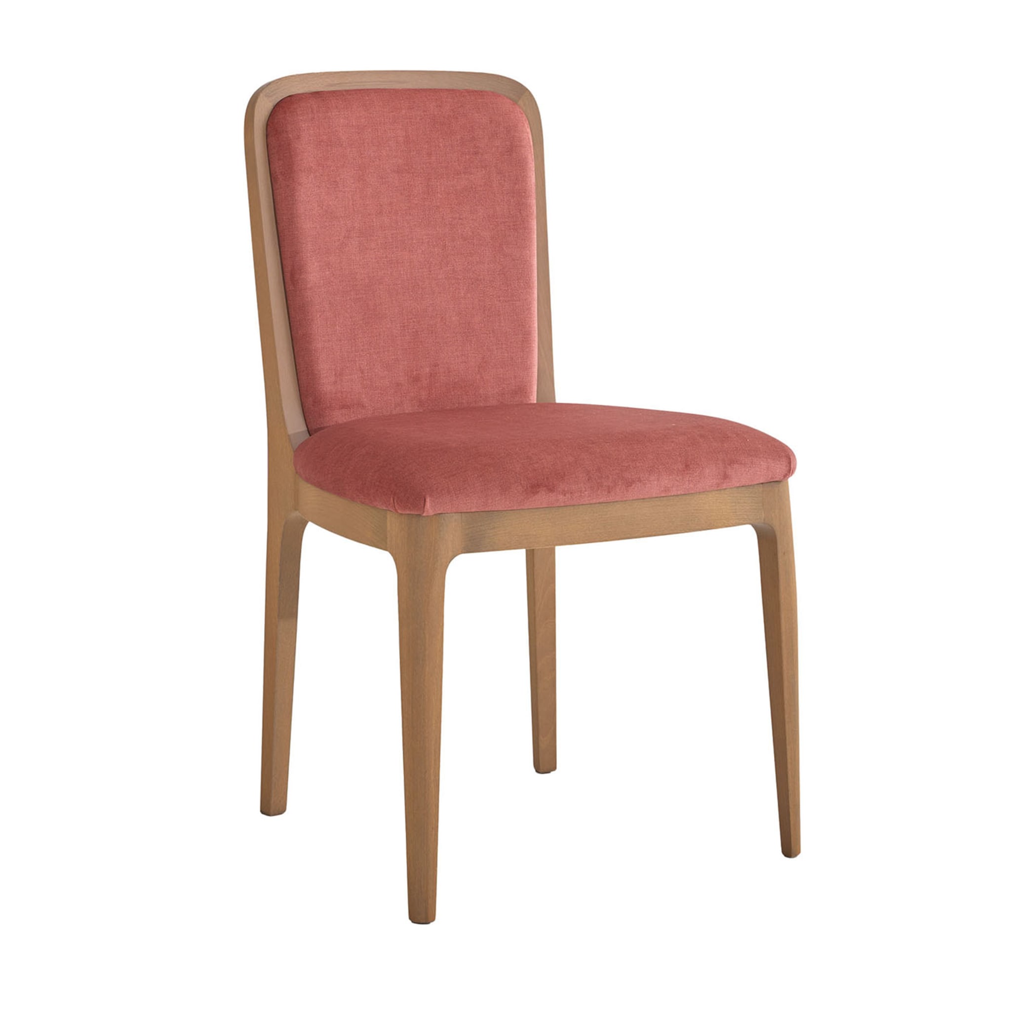 Shangai Salmon-Pink &amp; Elm-Finished Chair (Chaise rose saumonée et orme) - Vue principale