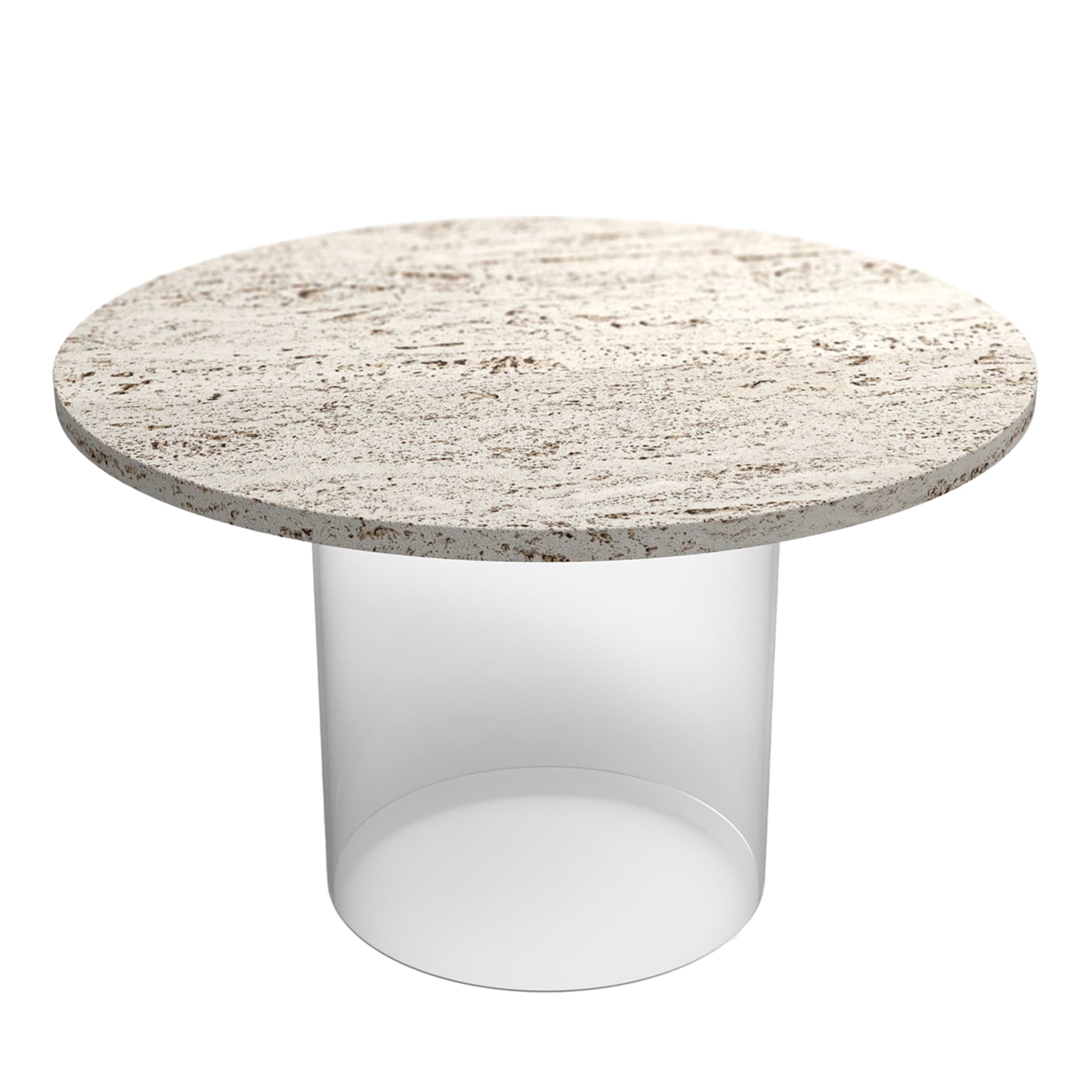 21st Century Travertine Marble Coffee Table with Wireless Charger - Main view