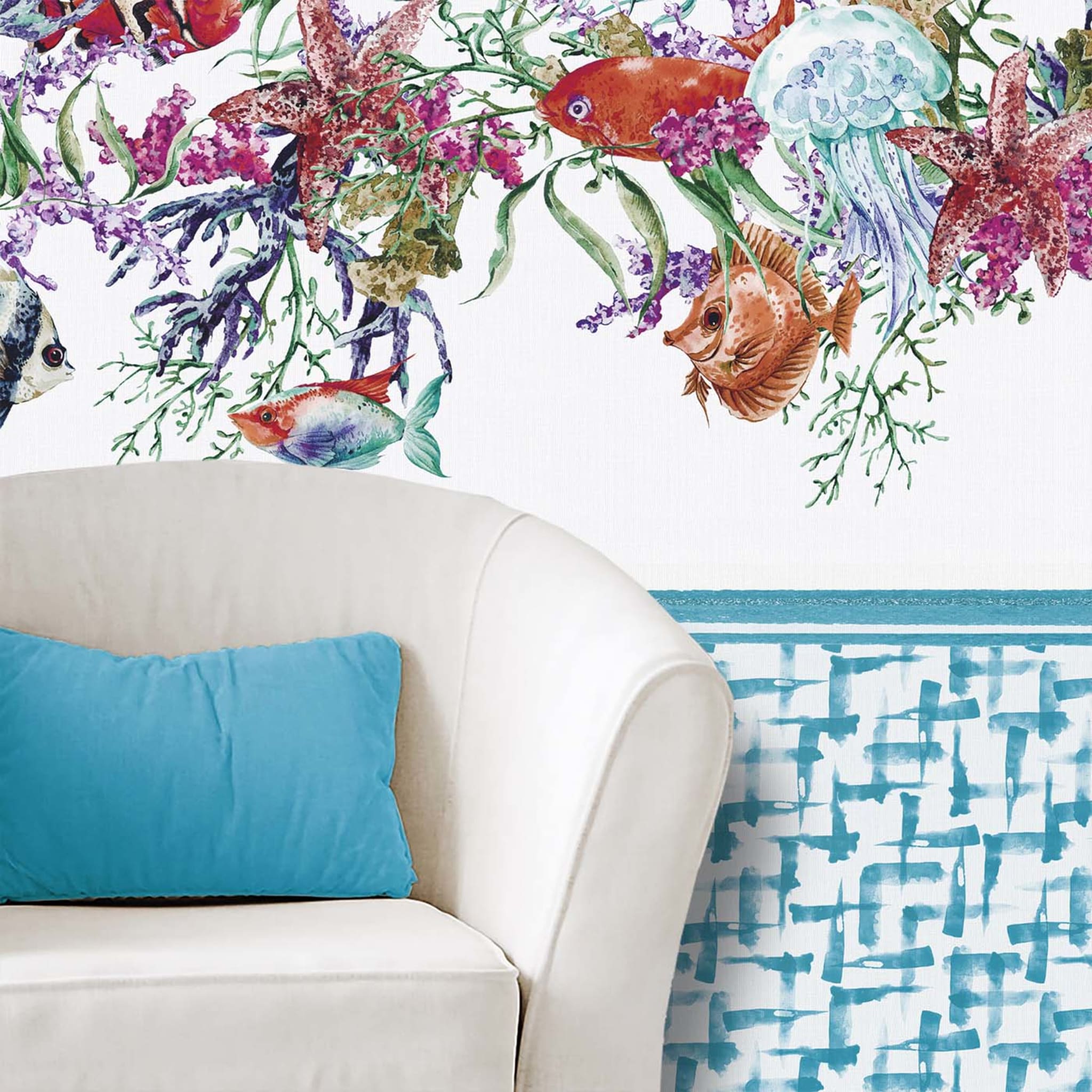 Fish Promenade Turquoise Wallpaper - Alternative view 2
