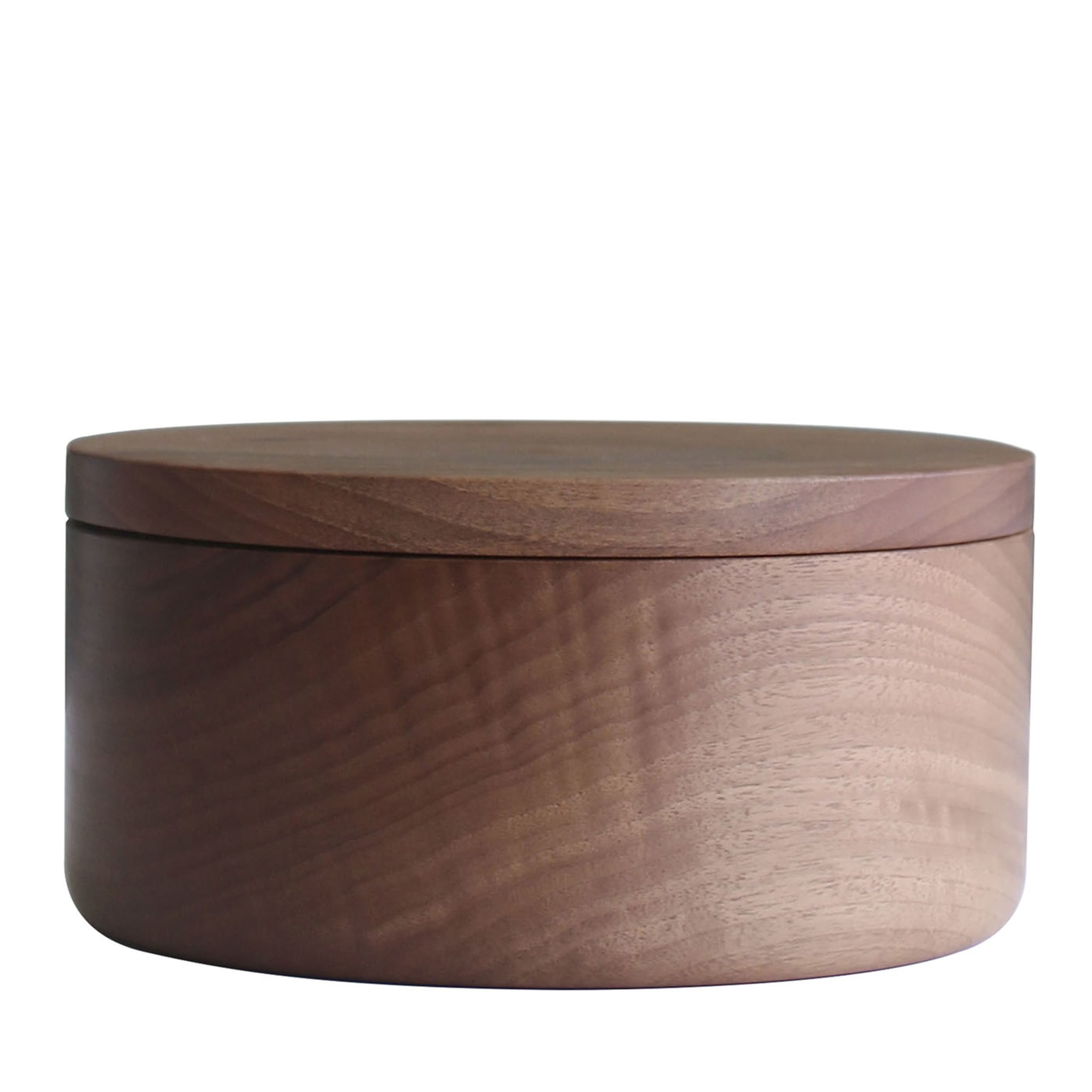 Round Small Walnut Box with Flat Lid - Main view