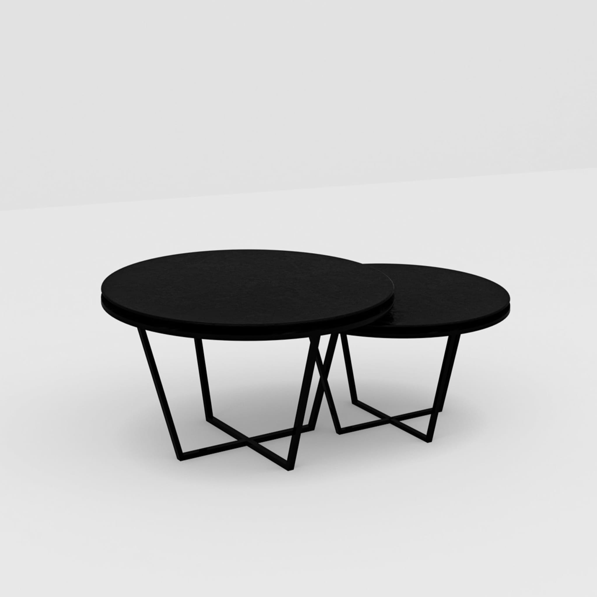 Set of 2 Different-Height Round Black Coffee Tables - Alternative view 1