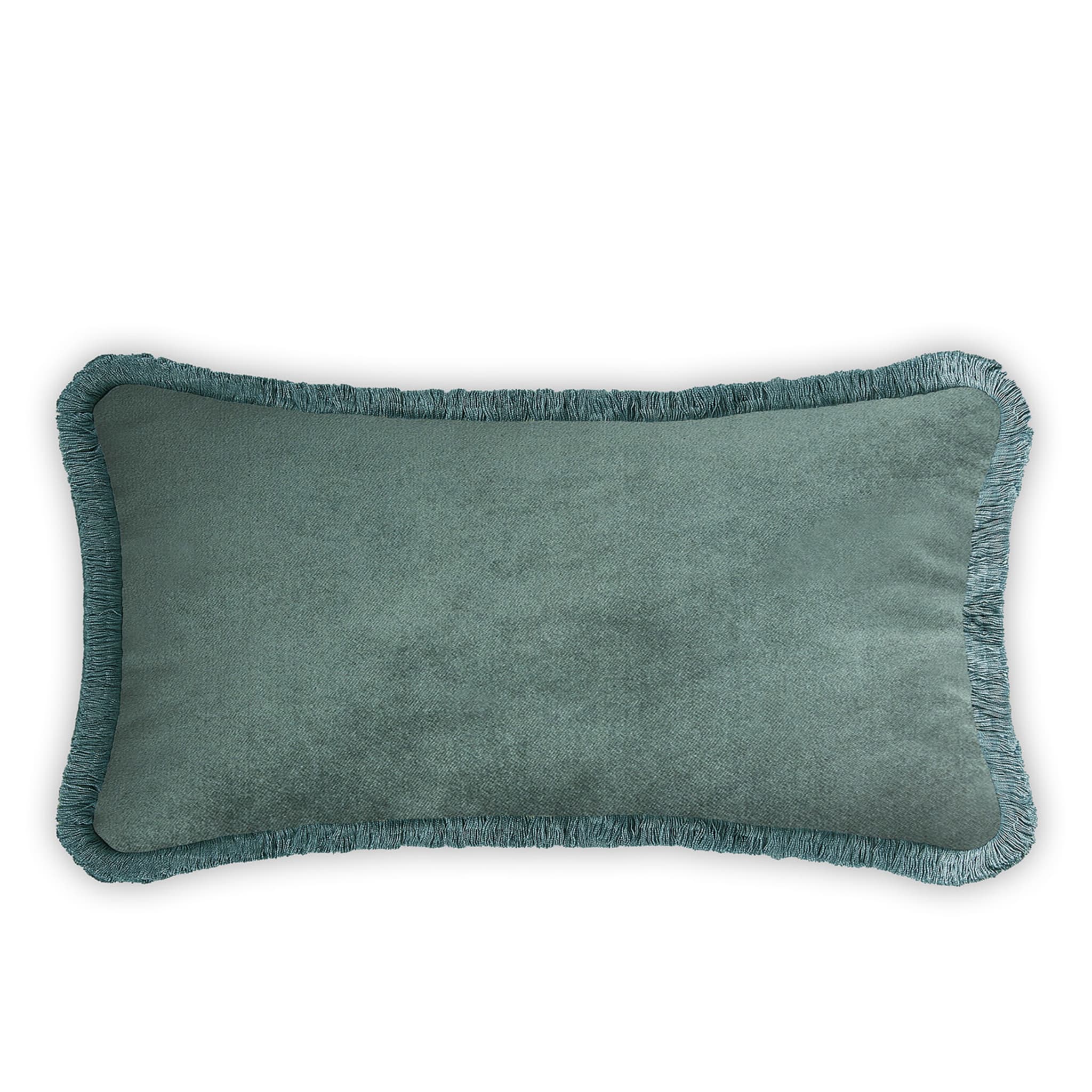 Couple Rectangle Teal And White Velvet Happy Cushion - Alternative view 2