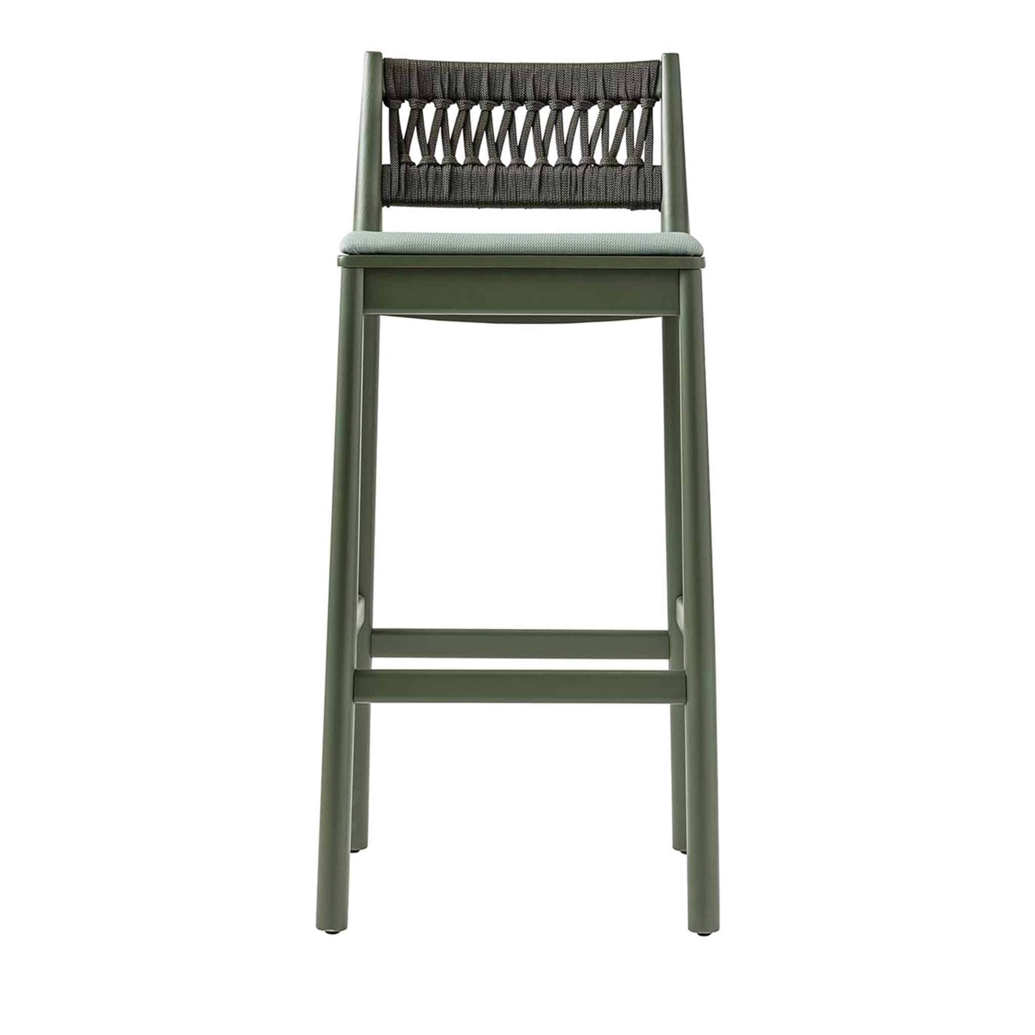 Julie Dark Green Stool with Upholstered Seat by Emilio Nanni - Main view