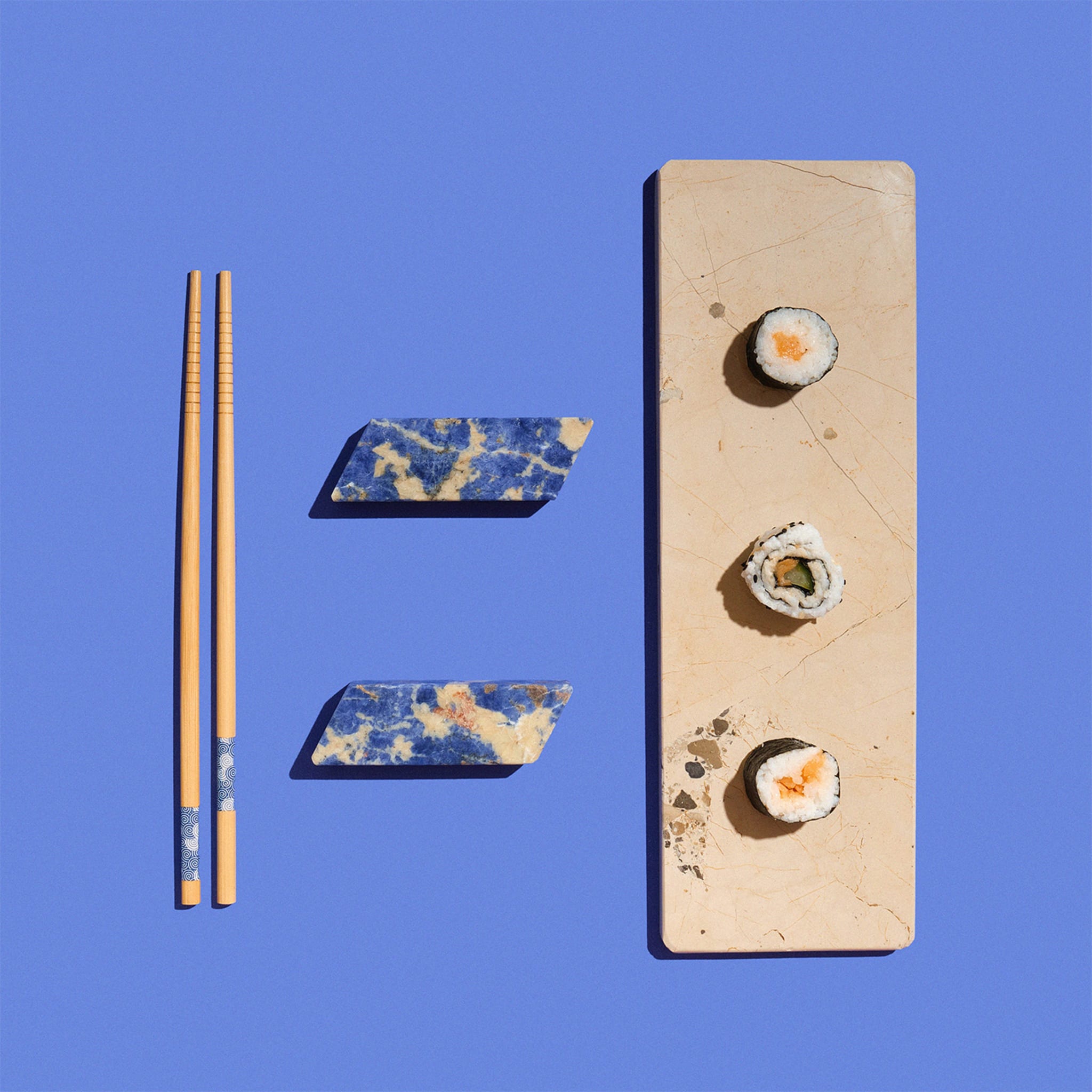 Juego de Sushi de 6 piezas de Pietra Pugliese y Mármol Azul - Vista alternativa 1