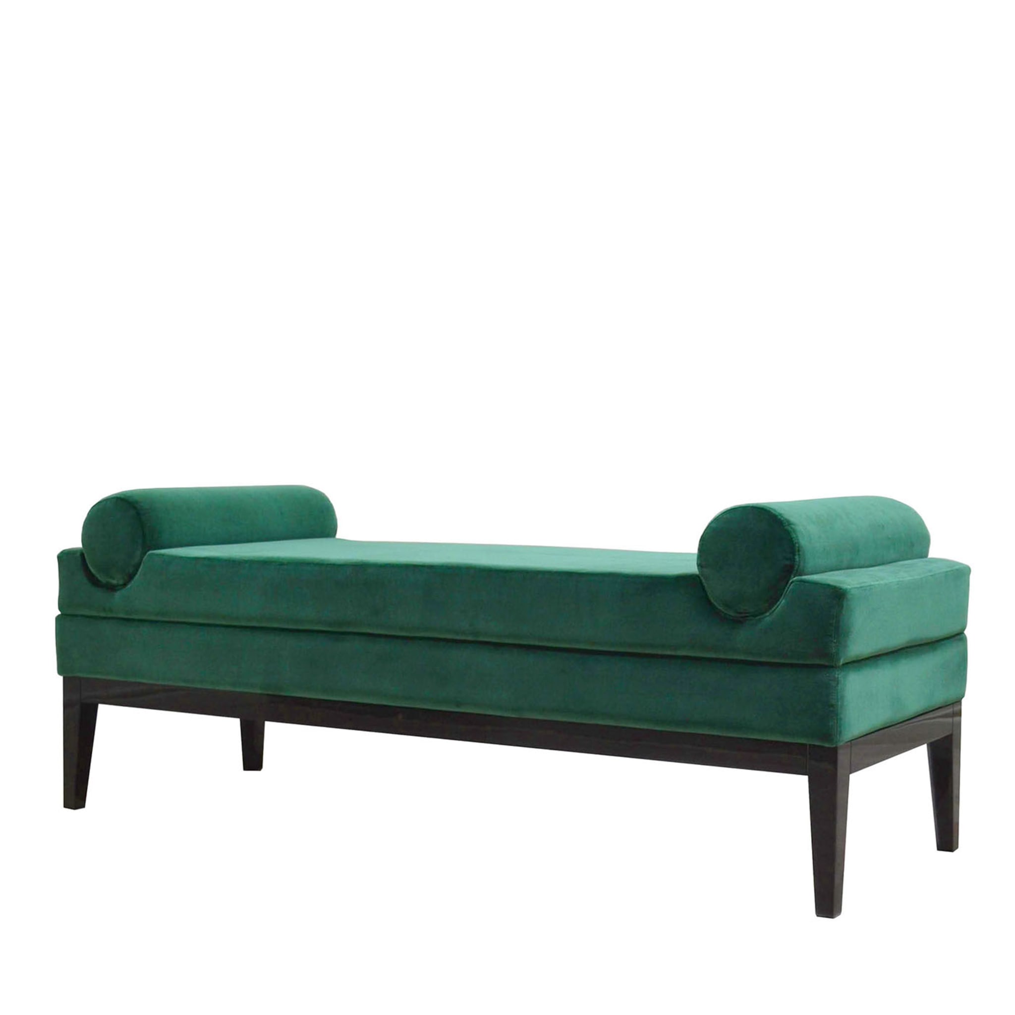 Italian Contemporary Upholstered Bench in Green Velvet Fabric - Main view