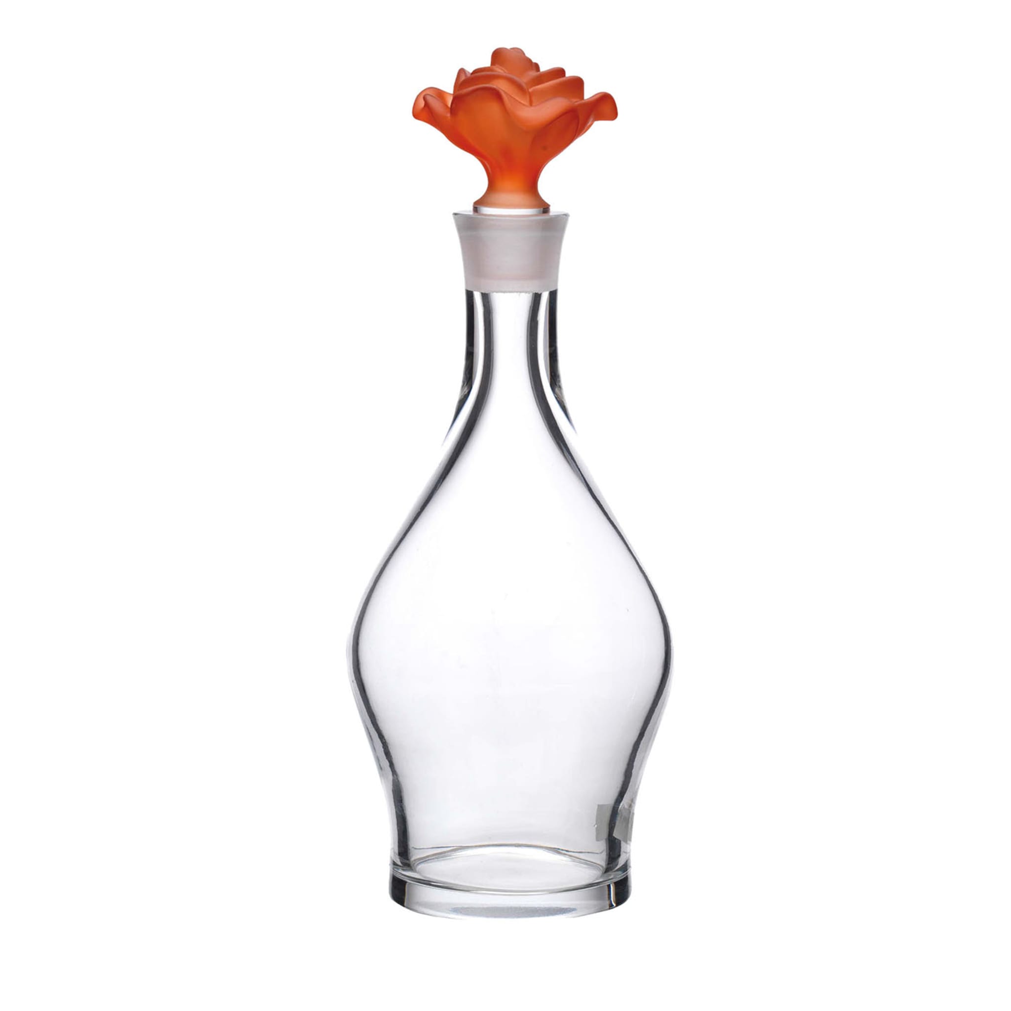 Bottiglia Milano trasparente con coperchio arancione a forma di fiore - Vista principale