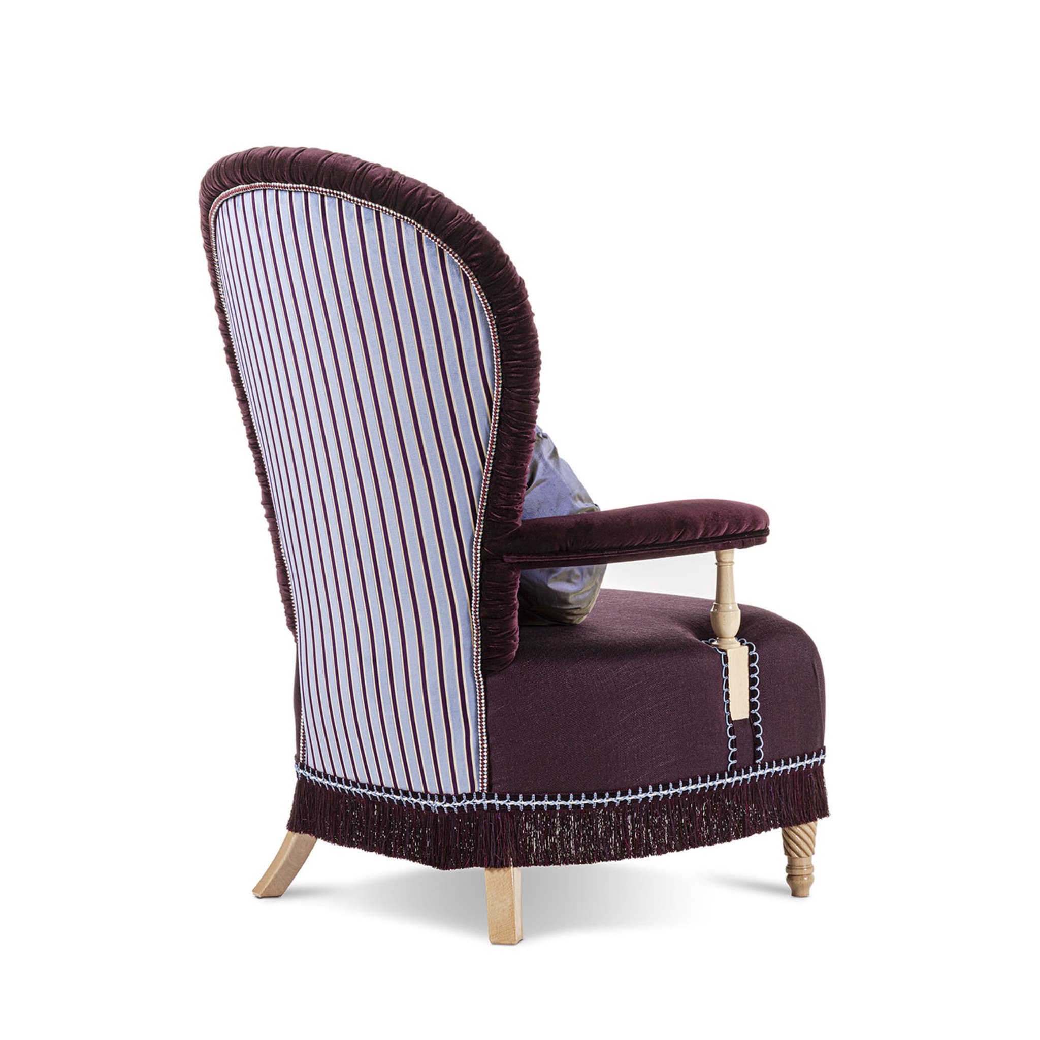 Purple Linen and Velvet Armchair  - Alternative view 3