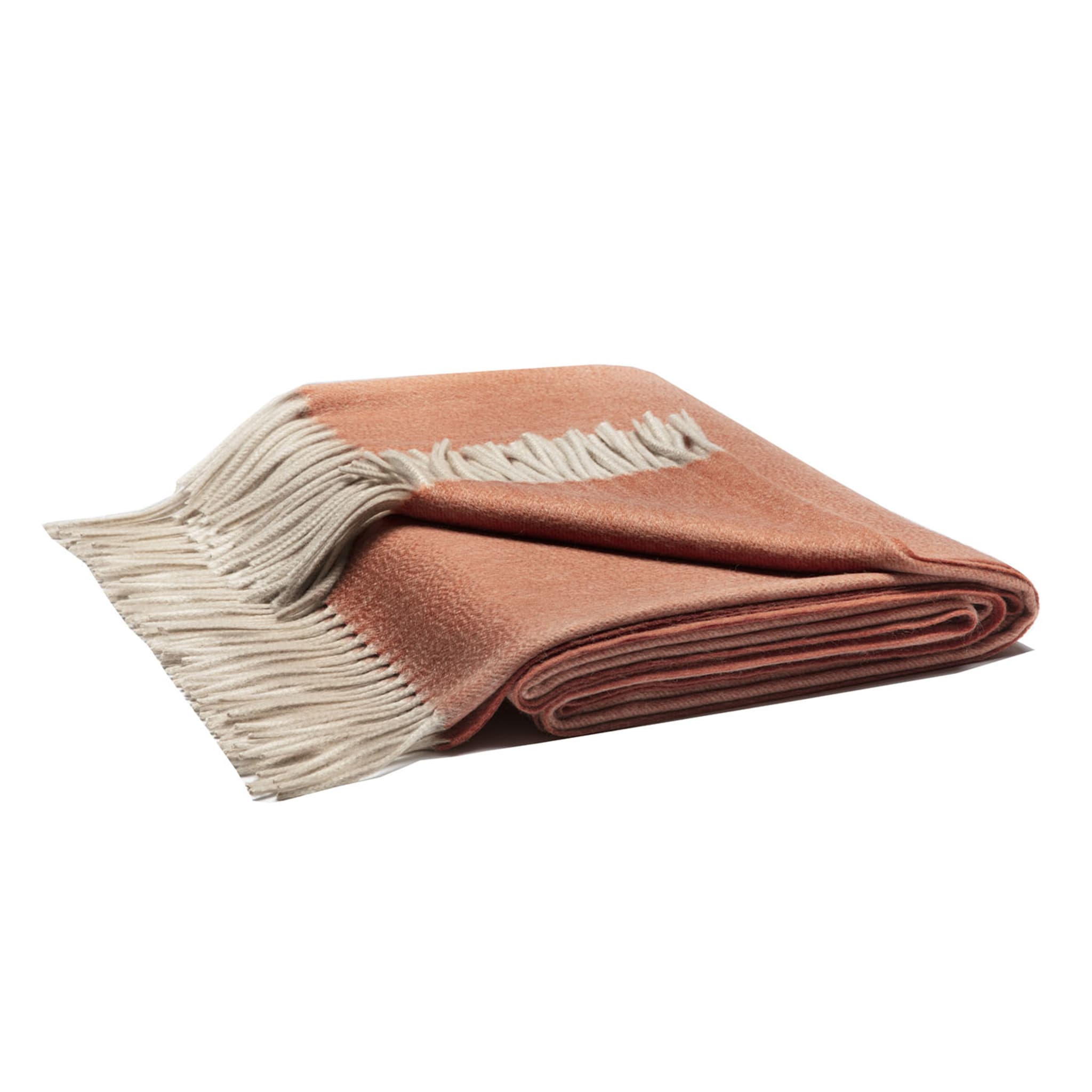 Fringe Zibelline 100% Cashmere Throw Orange Blanket - Alternative view 1
