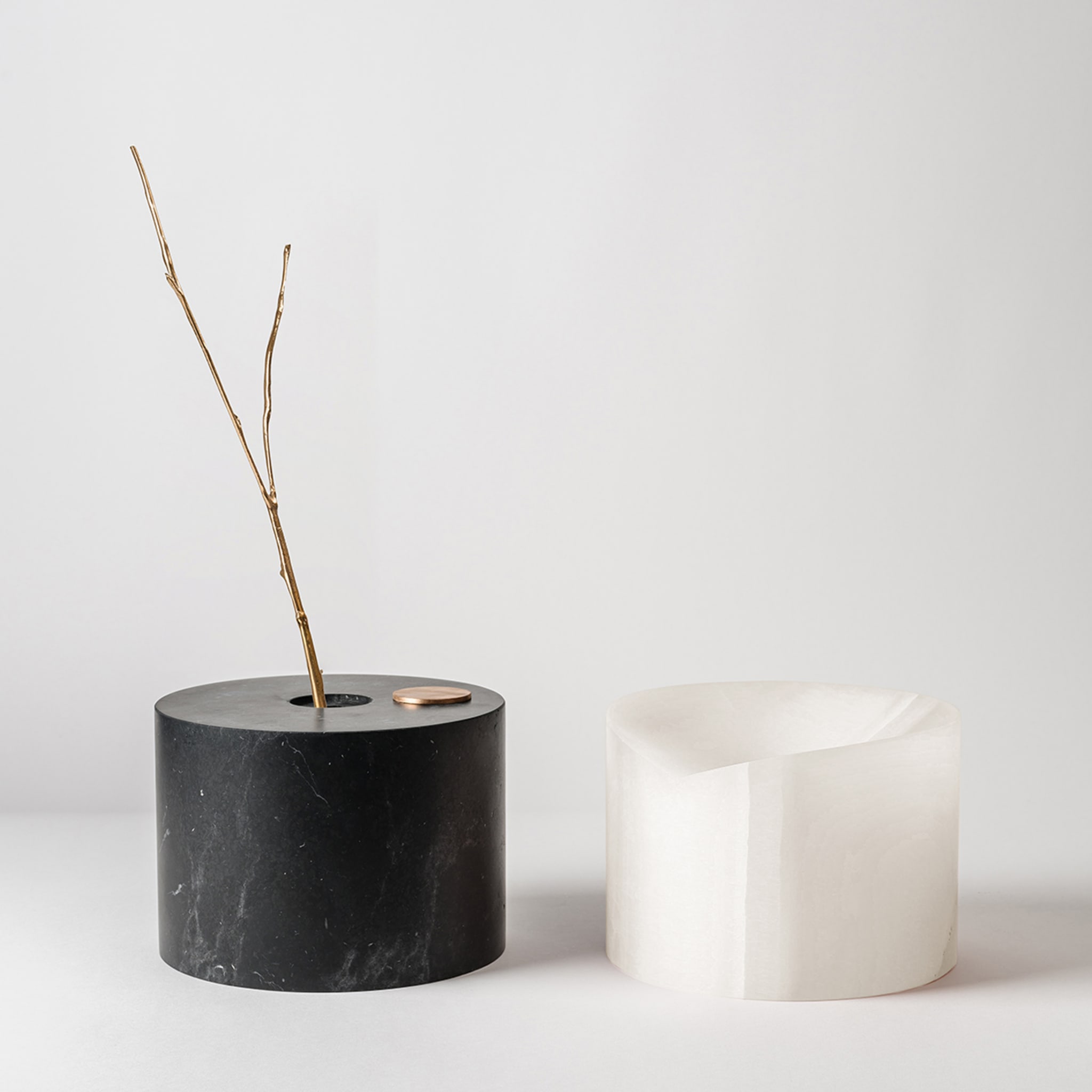 Here and Now White Onyx and Black Marquina Vase #3 - Alternative view 1