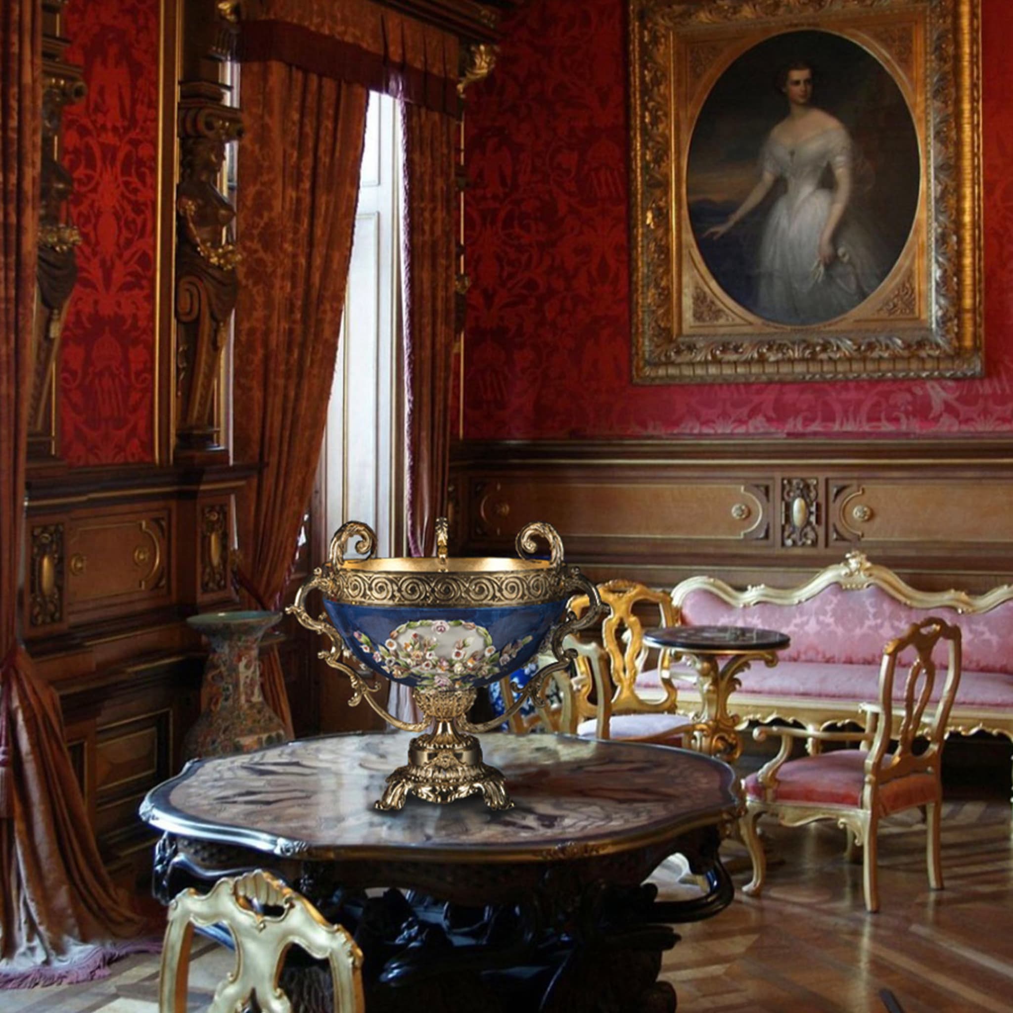 Copa de centro de mesa policromada de Versalles de Antonio Fullin - Vista alternativa 1