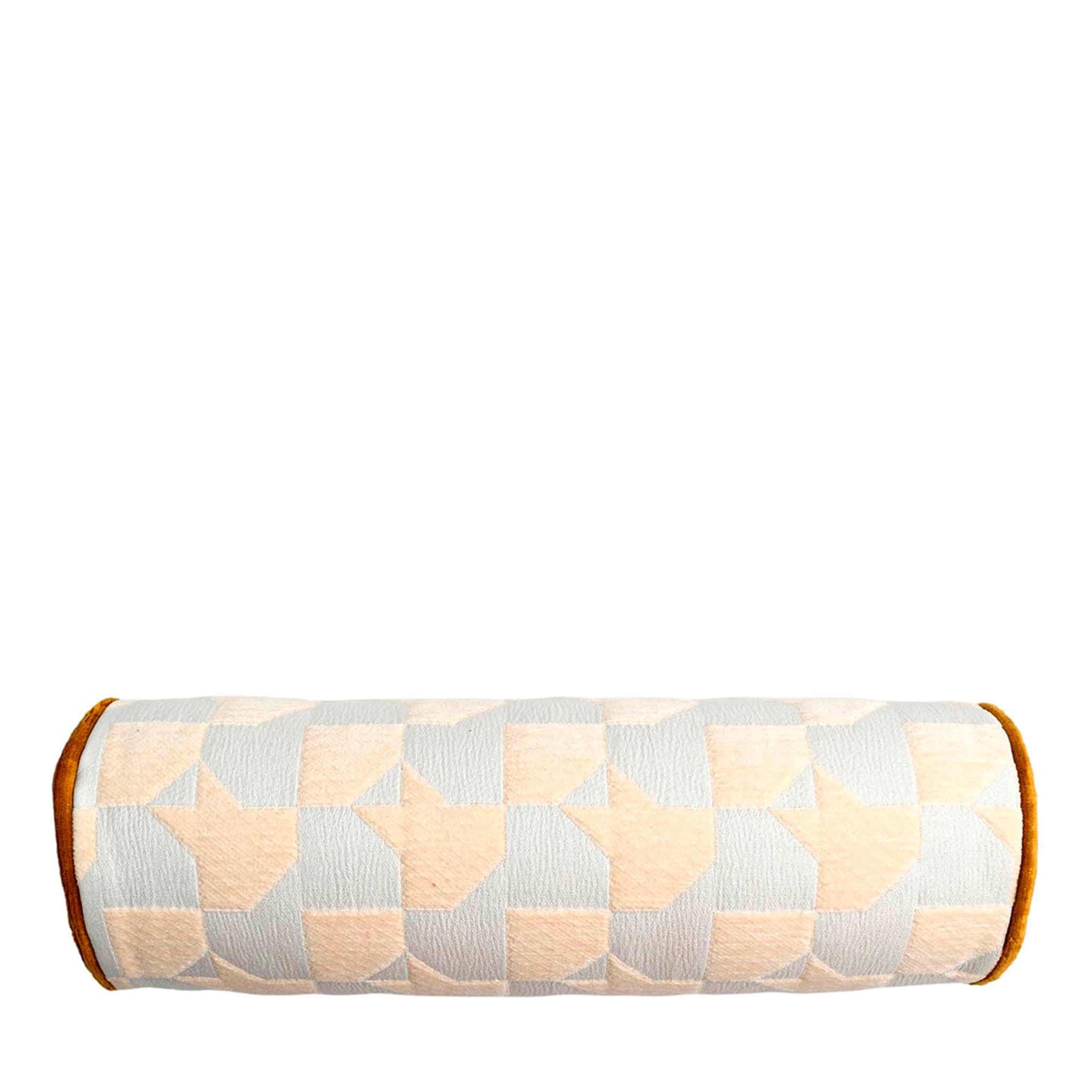 Houndstooth Pastel Pink and Blue Roll Cushion - Main view
