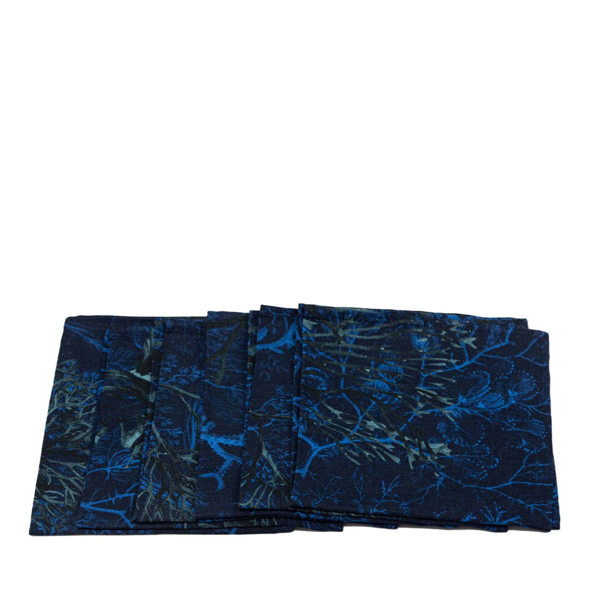 Amami Set Of 6 Linen Napkins With Seaweed Decoration - Main view
