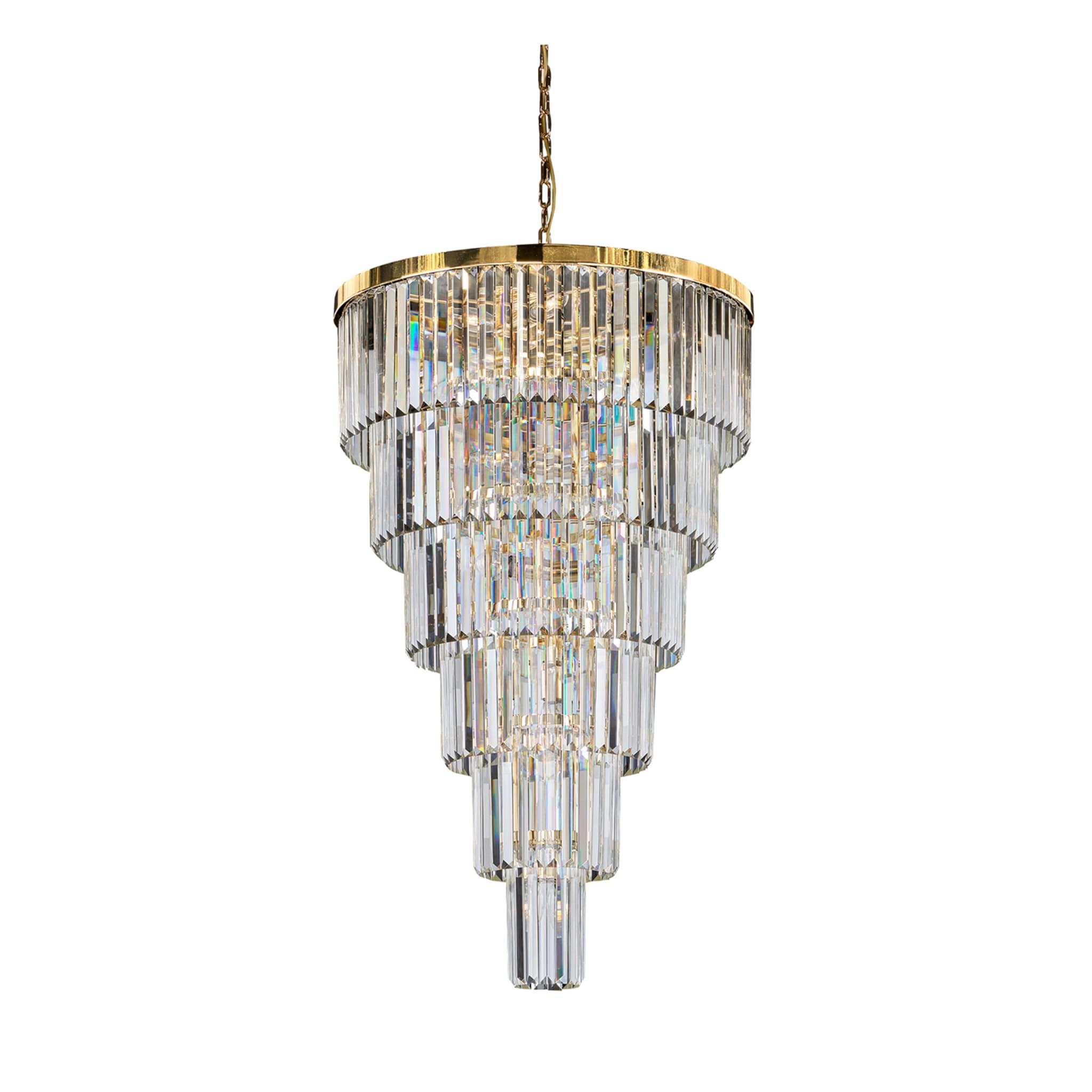 1484 - Lampe à suspension dorée 16 lumières - Vue principale