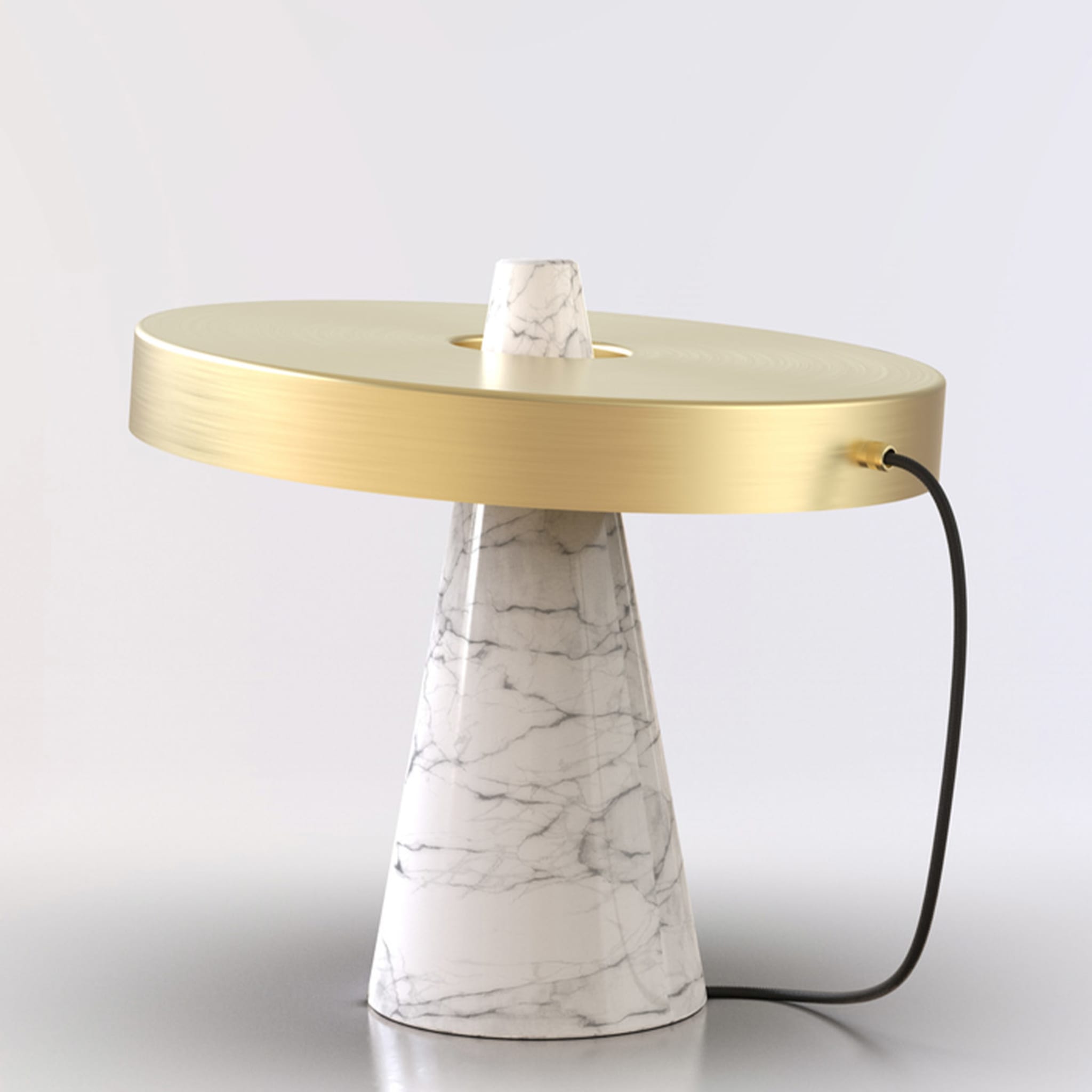 ED039 Lampe de table en pierre blanche et laiton - Vue alternative 1