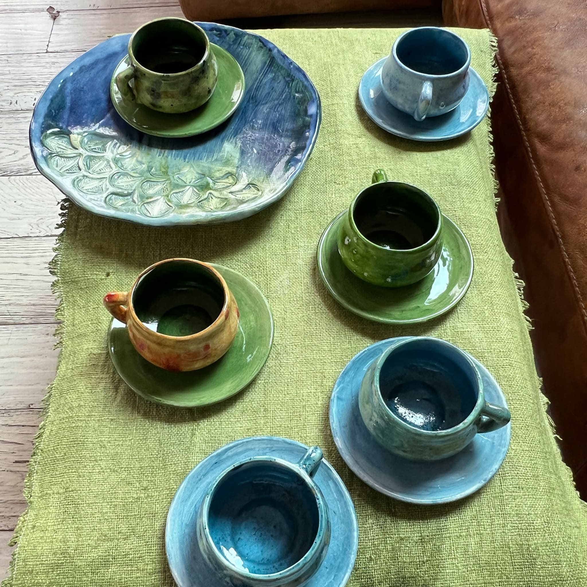 Jade Teal & Blue Espresso Cup with Saucer - Alternative view 2