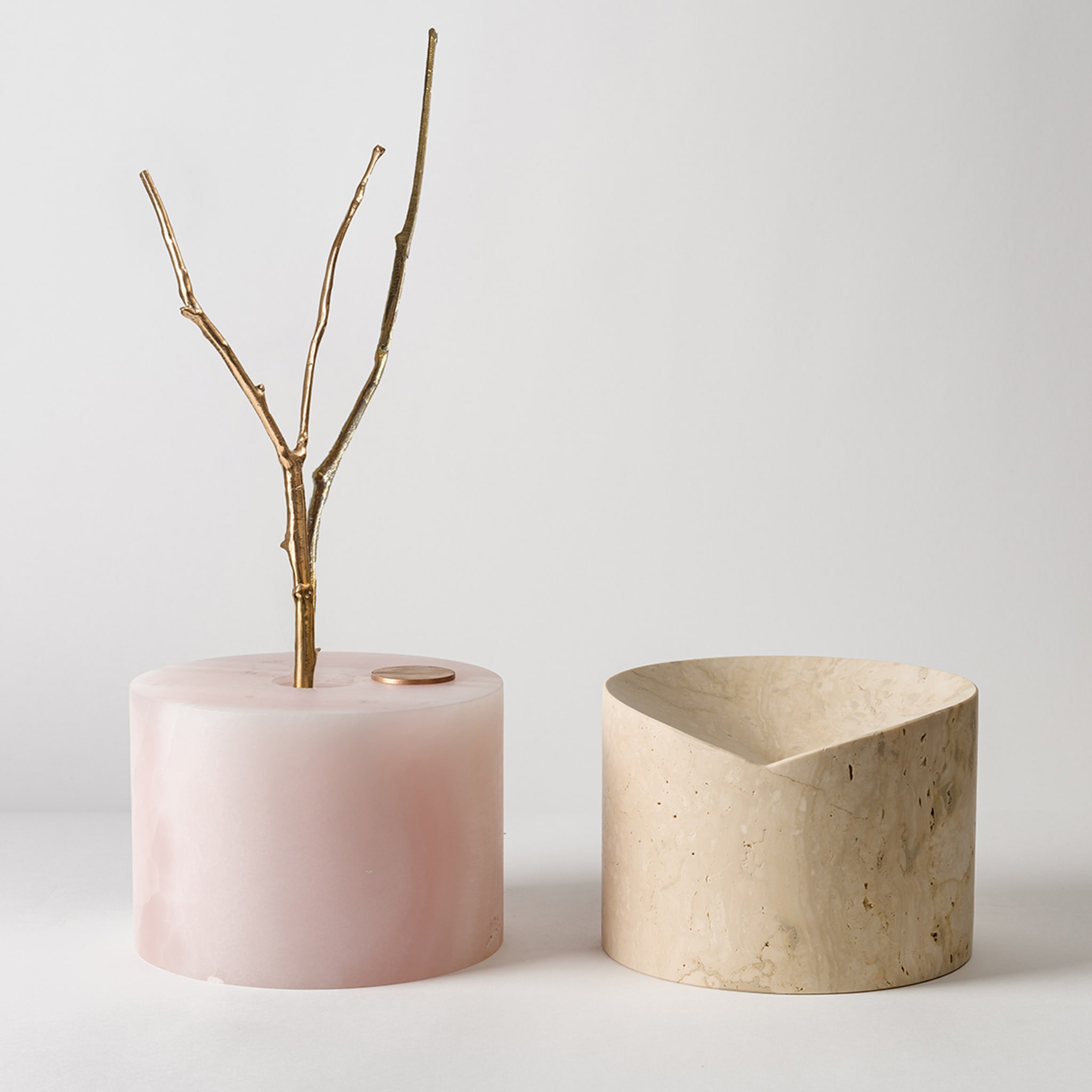 Here and Now Pink Onyx and Ostuni Travertine Vase #2 - Alternative view 1