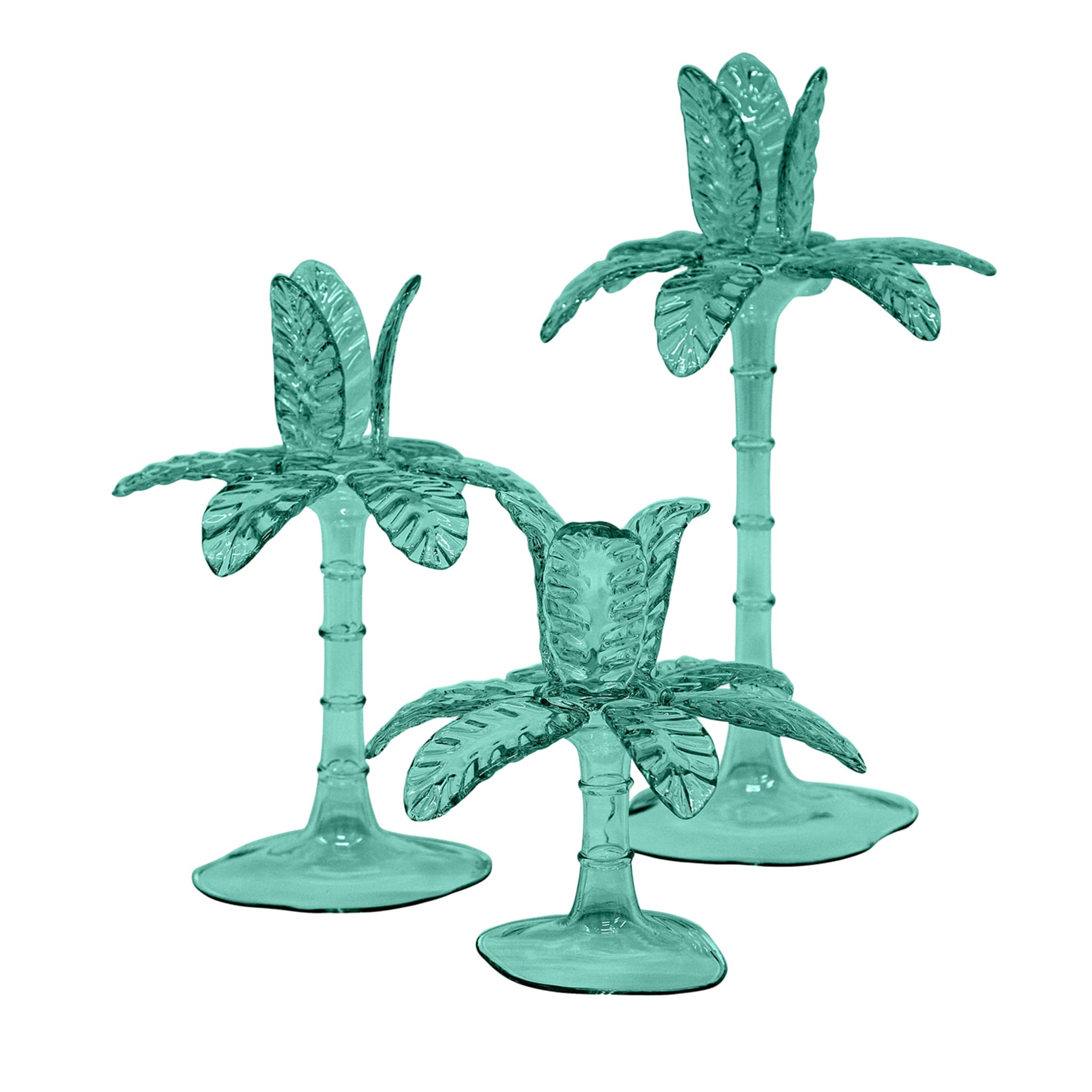 Set Of 3 Las Palmas Teal Candle Holders - Main view