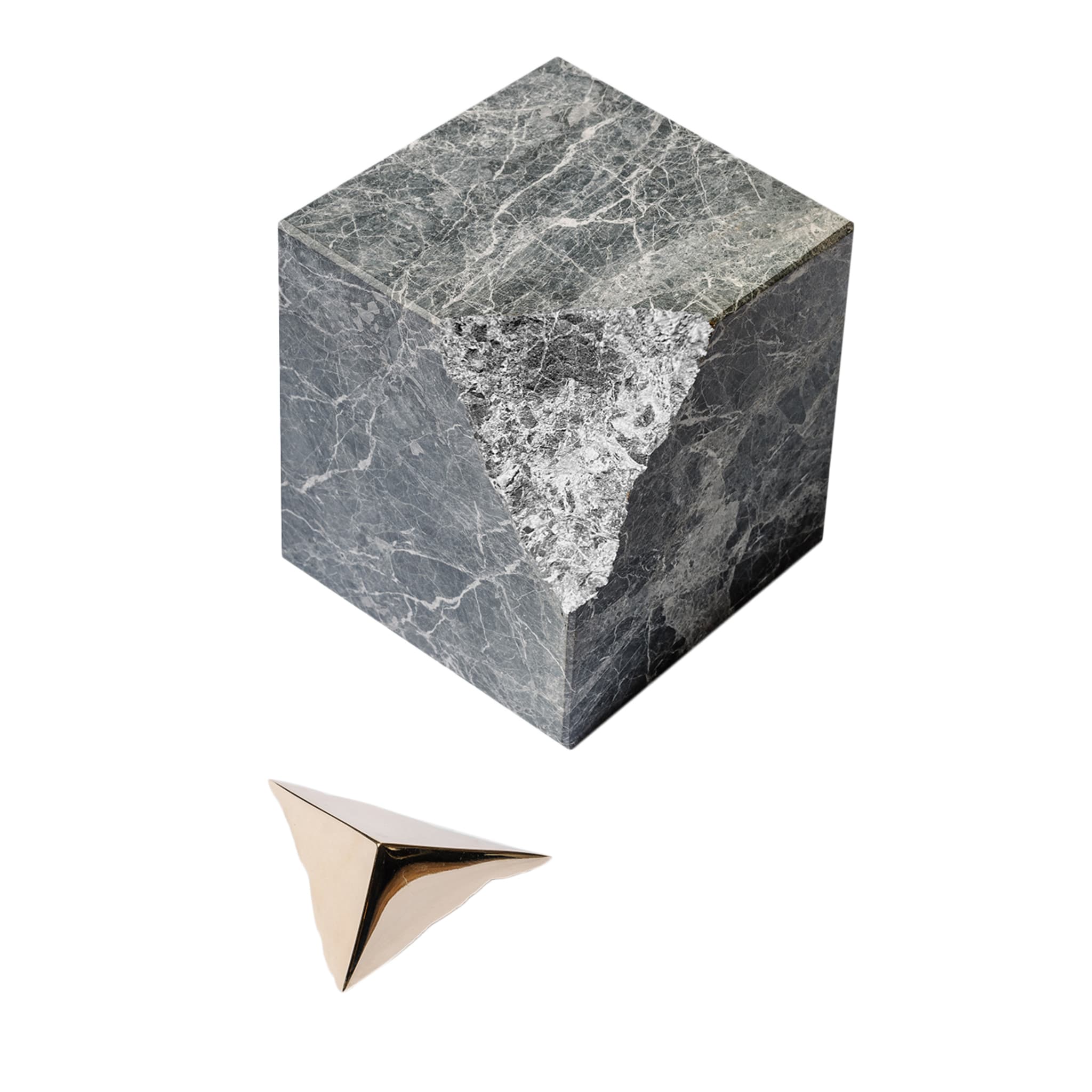 Colpo Da Maestro Fusione Argento Marble Cubic Sculpture - Main view