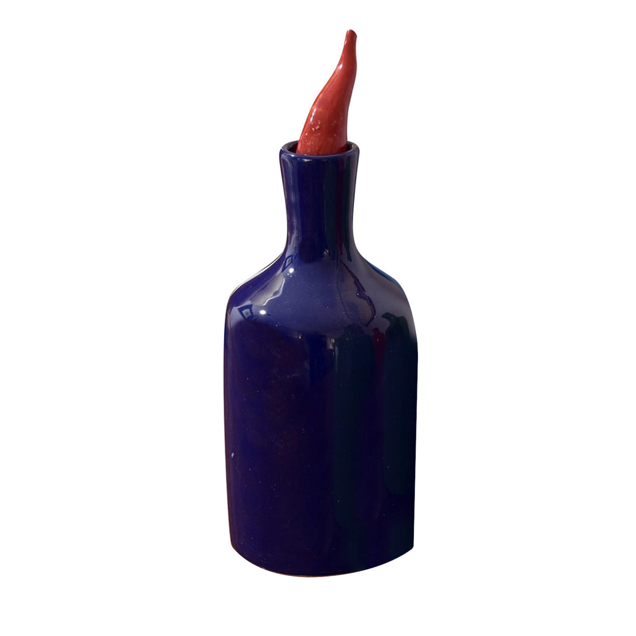 Vaso a bottiglia blu Peperoncini Corno - Vista principale