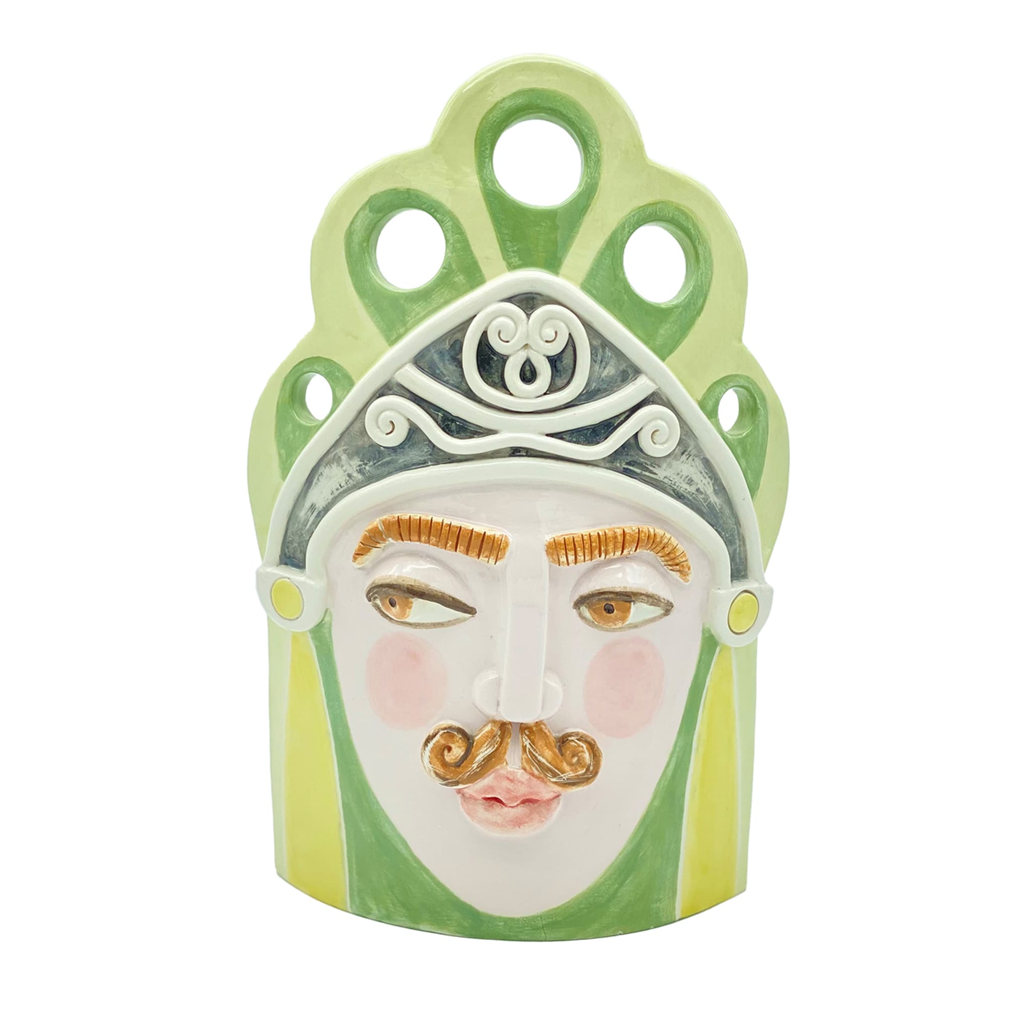 Paladino Male Knight Looking Left Green/Yellow Decorative Mask - Main view