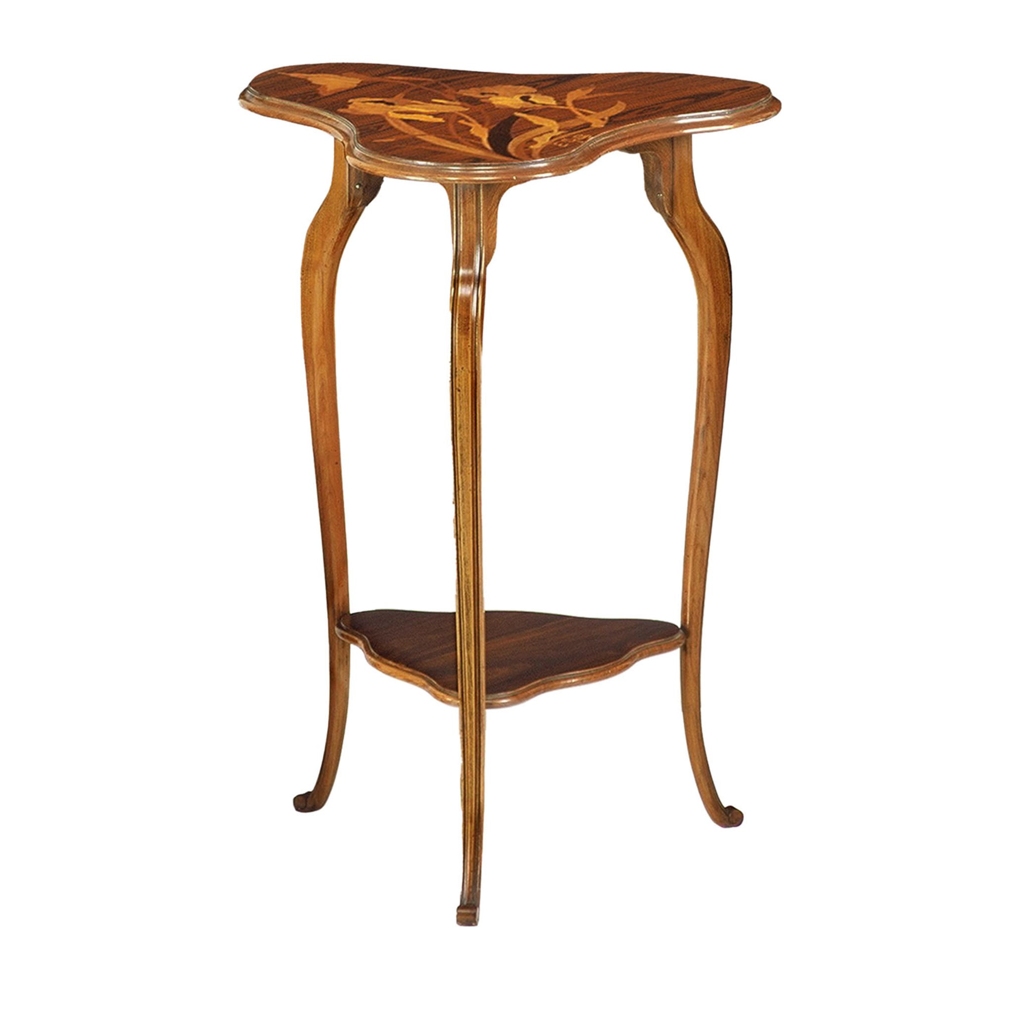 French Art Nouveau-Style Inlaid Triform Side Table by Emile Gallè - Main view