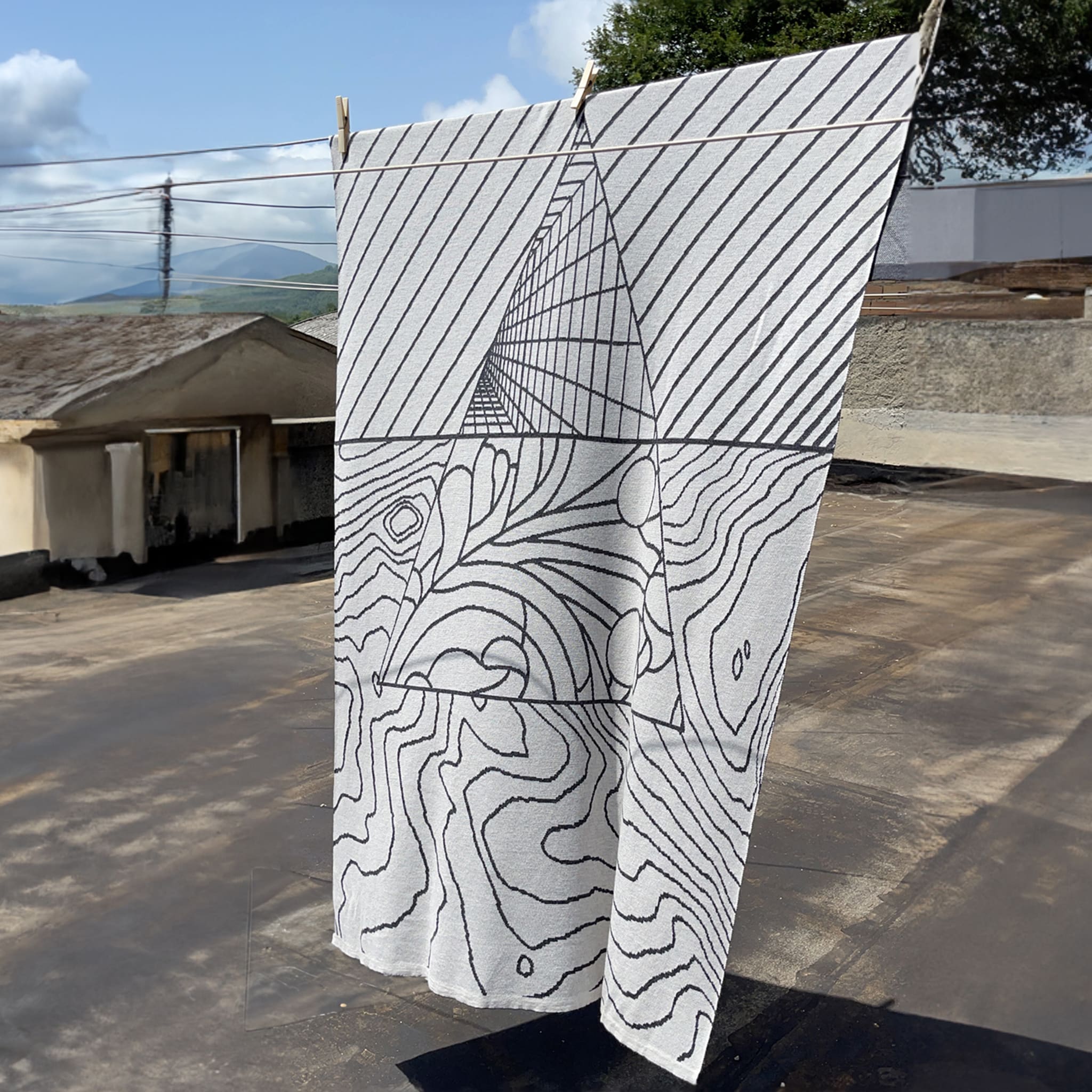 Pensieri 3 Gray Tapestry/Blanket by Luca de Bona - Alternative view 1