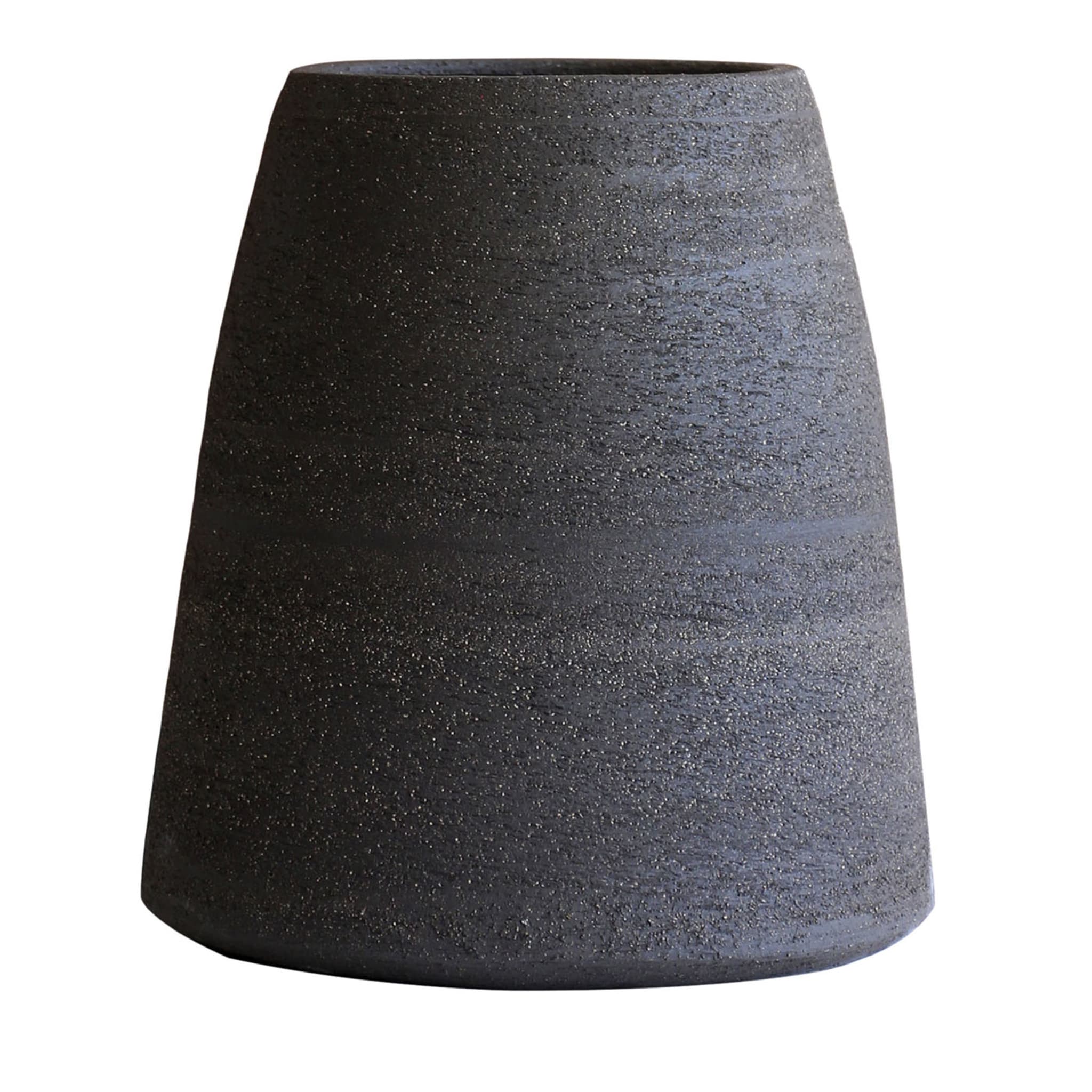 Tapered Carbon-Black Decorative Vase - Main view