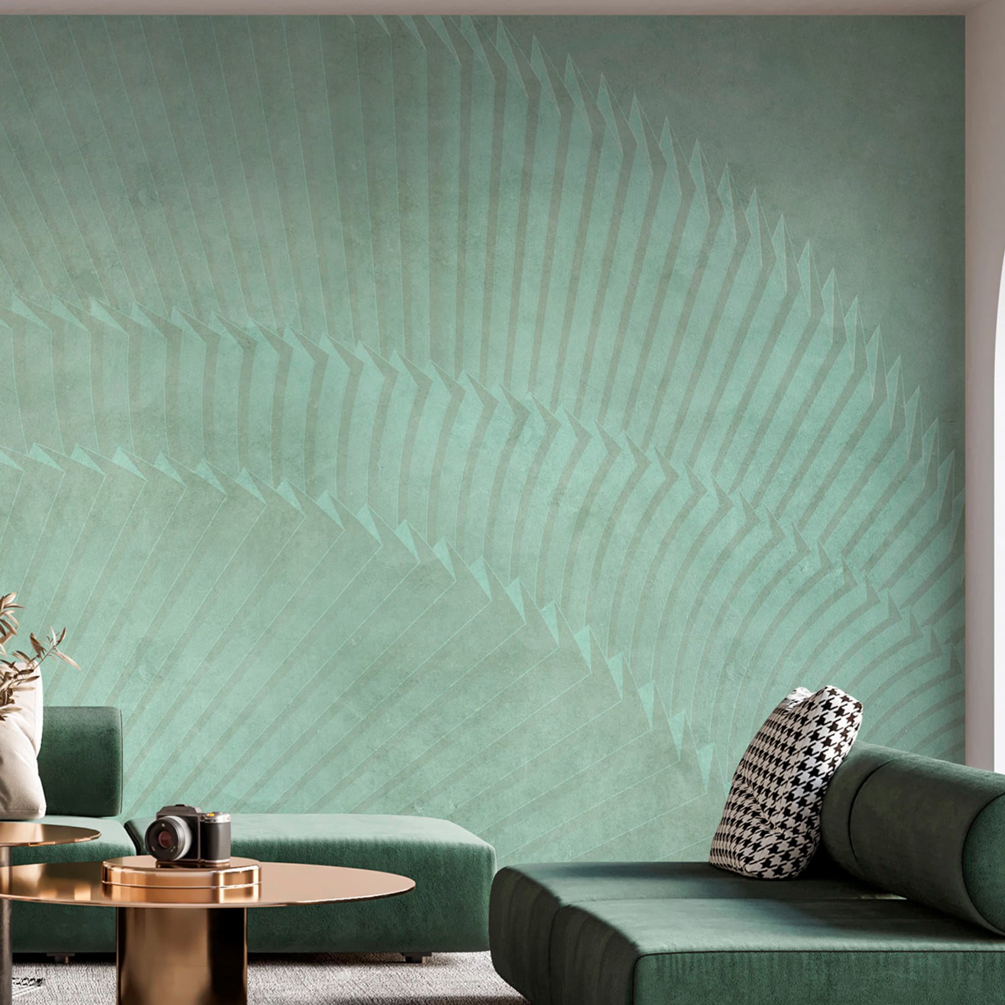 Green Fan horizontal plissé wallpaper - Alternative view 2