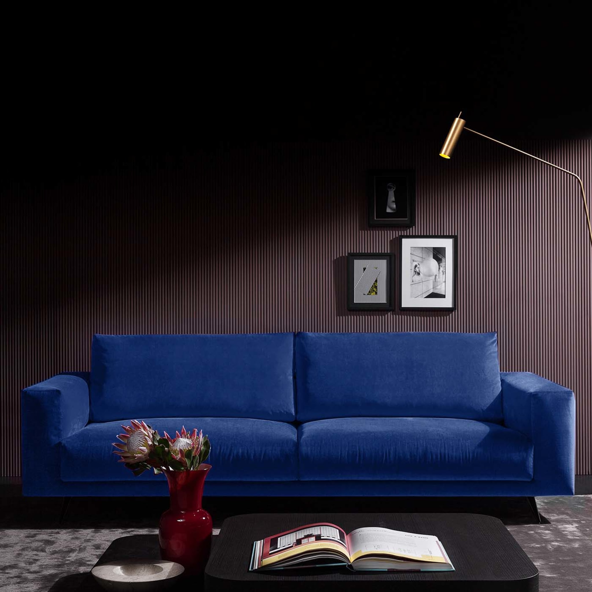 Re Set 580 Blue Sofa with Rectangular Pillows by G. Landoni - Alternative view 1