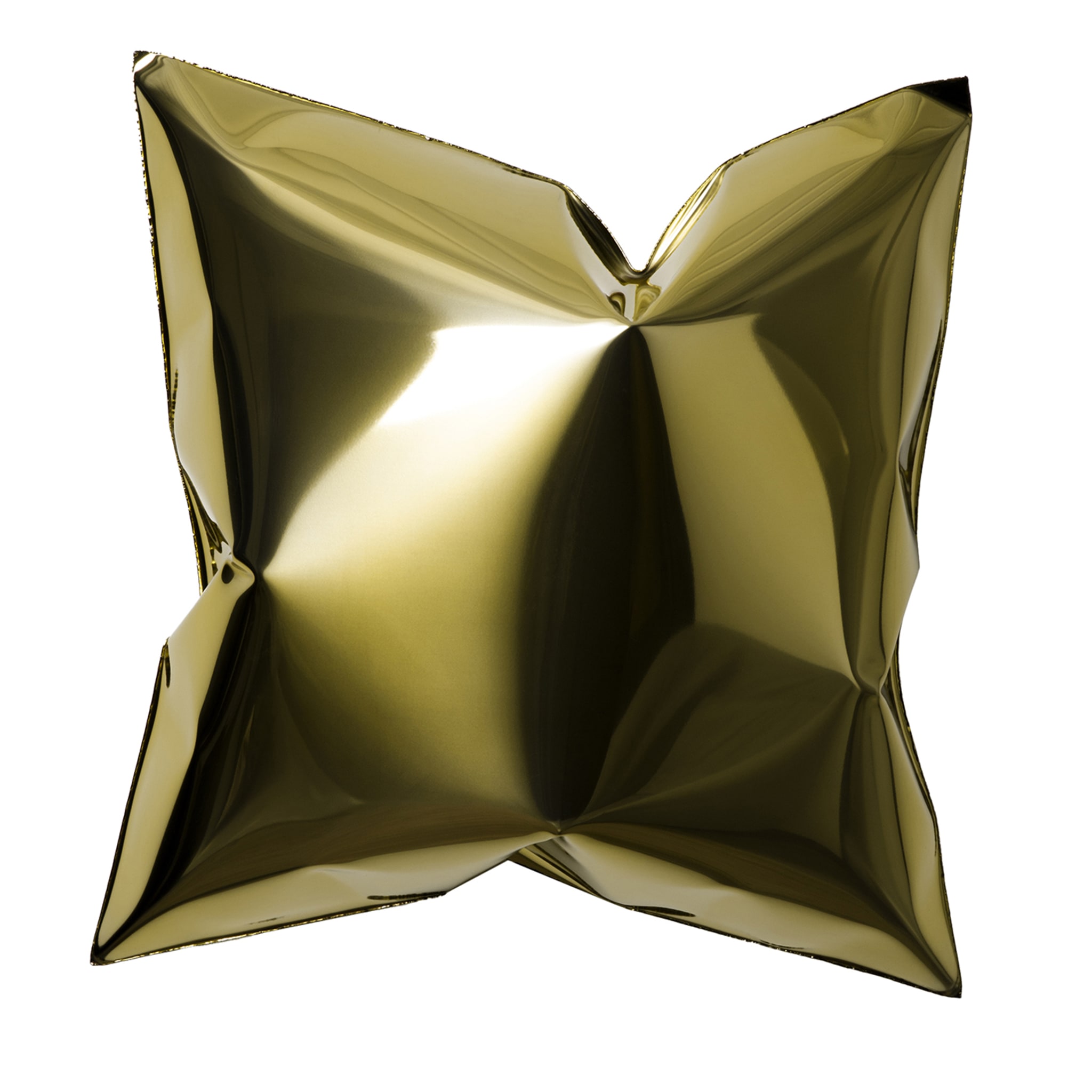 Square Gold Pillow-Shaped Wall Sculpture - Main view