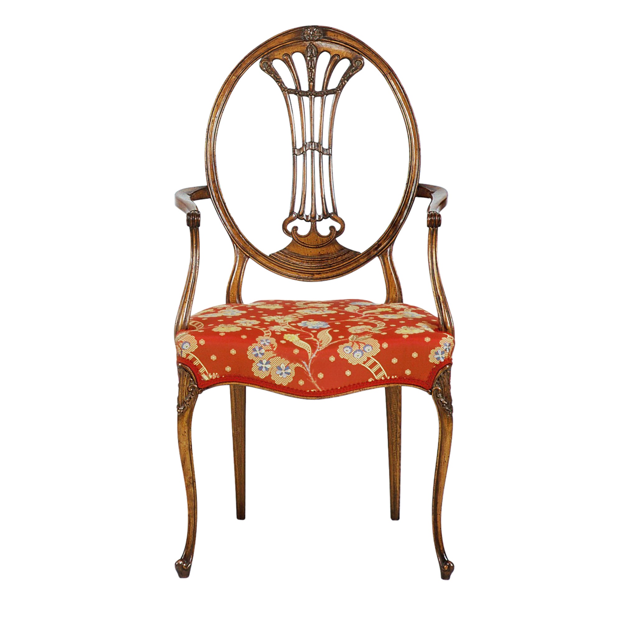Hepplewhite-Stil Rot-Kissen-Stuhl #1 - Hauptansicht