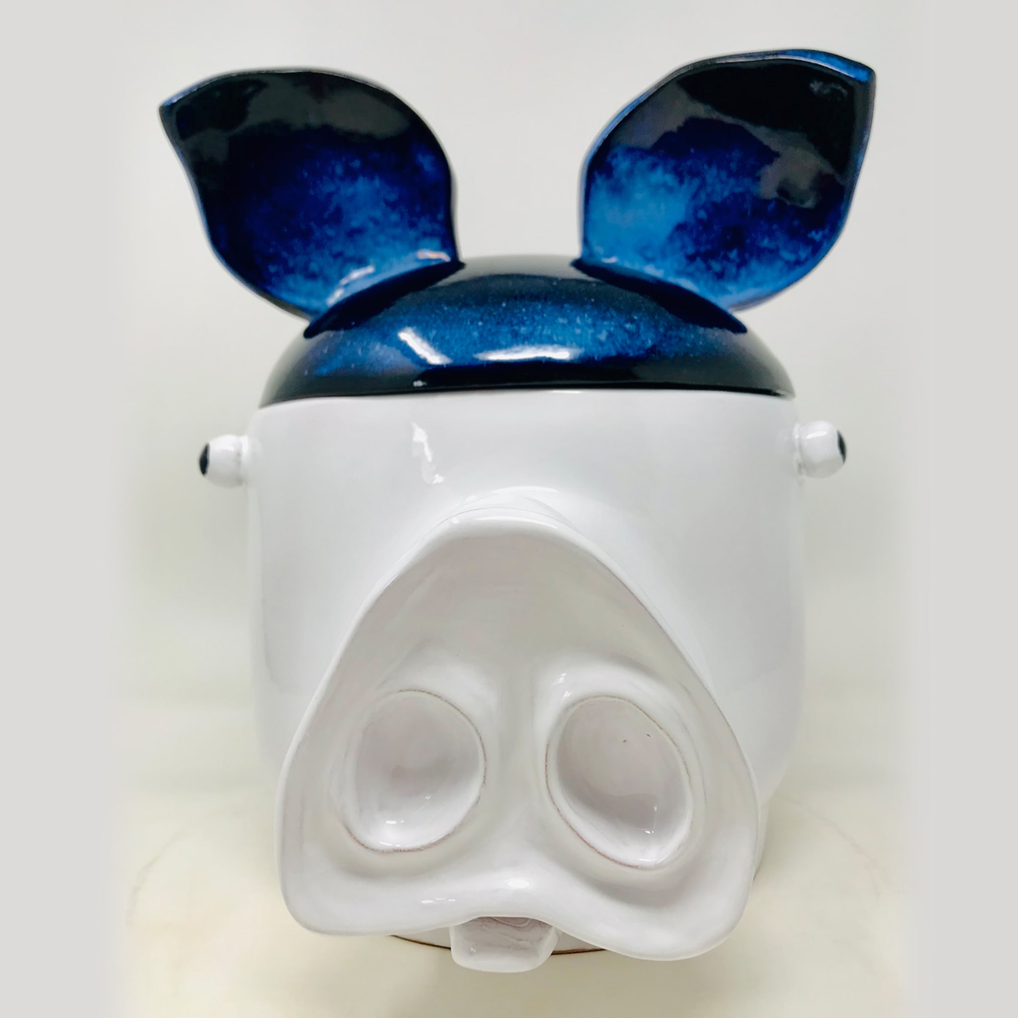 Pig Large Blue and White Container with Lid - Alternative view 1