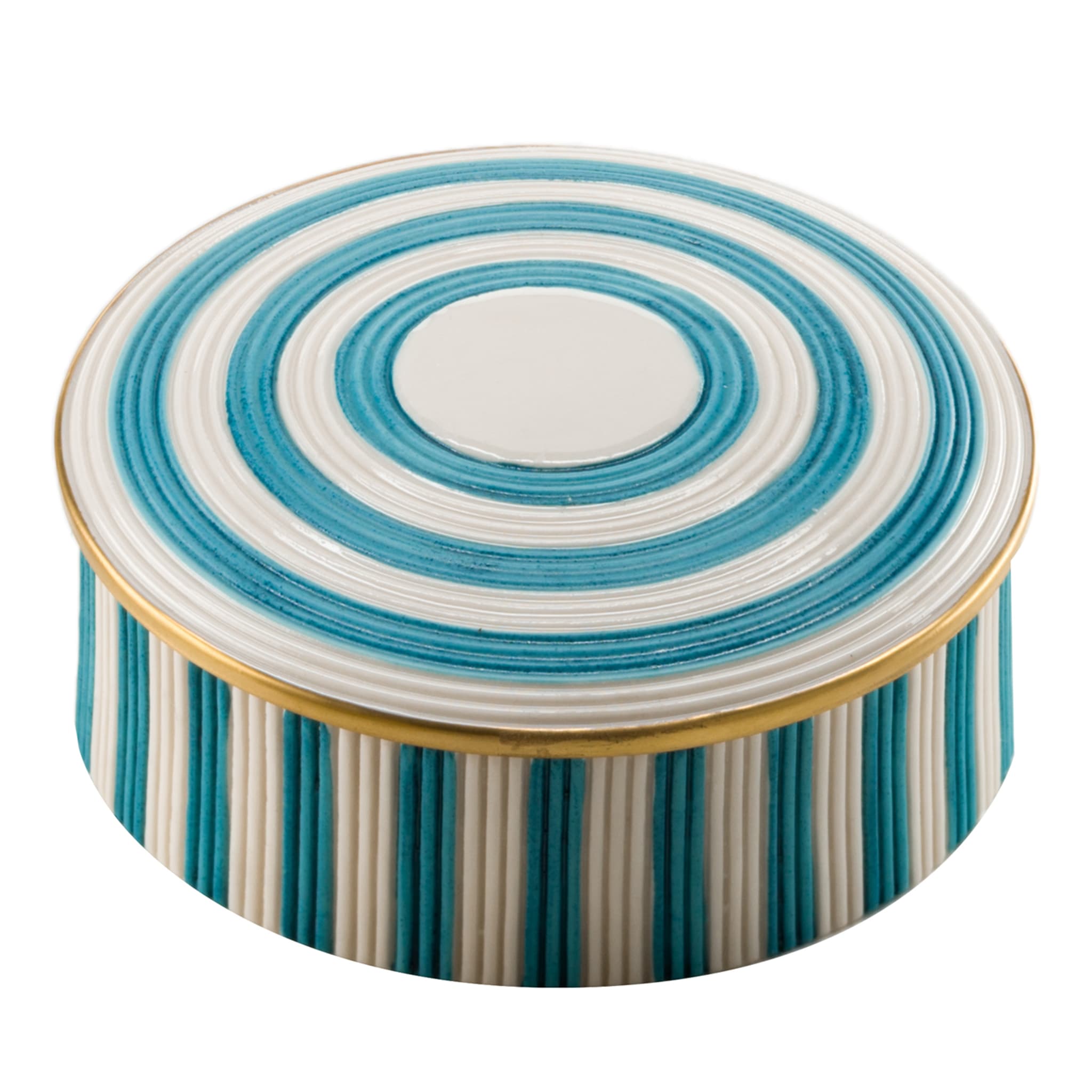 Turquoise Stripes Belle Epoque Round Box - Main view
