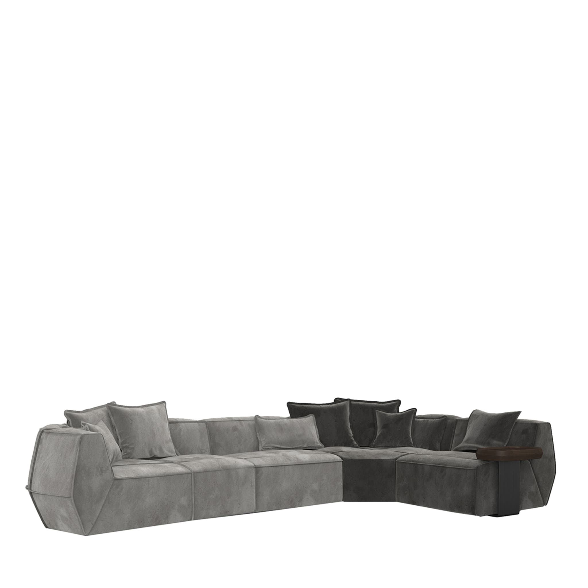Infinito Two-Tone Gray Leather Sofa by Lorenza Bozzoli - Main view